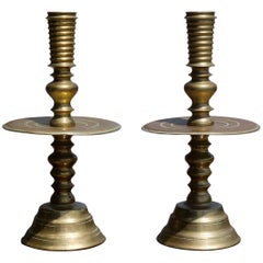Massive Pair of Early 19th Century Brass Candlesticks