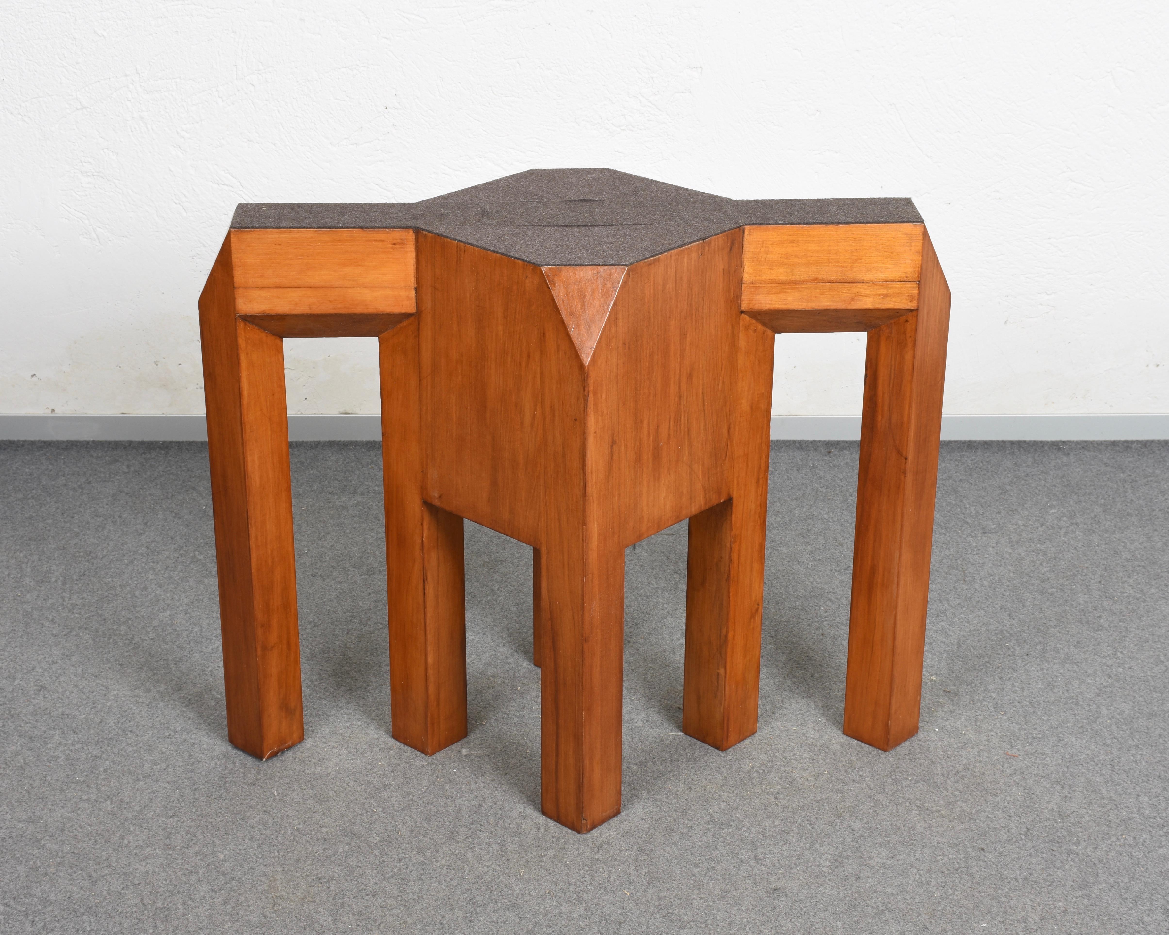 Massive Pair of Italian Brutalist Table Bases in Solid Cherrywood, Italy 1970s For Sale 6