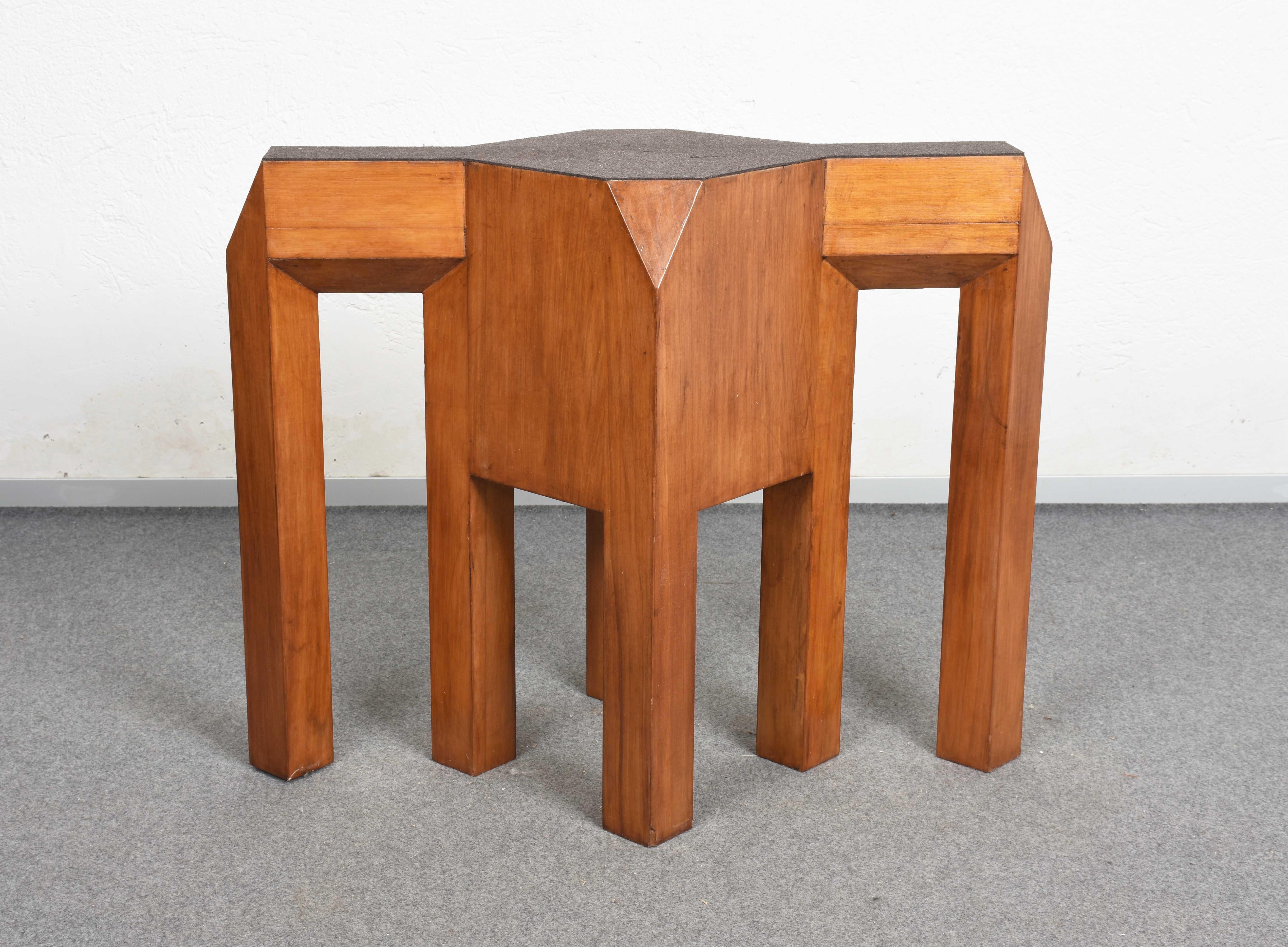 Massive Pair of Italian Brutalist Table Bases in Solid Cherrywood, Italy 1970s For Sale 7