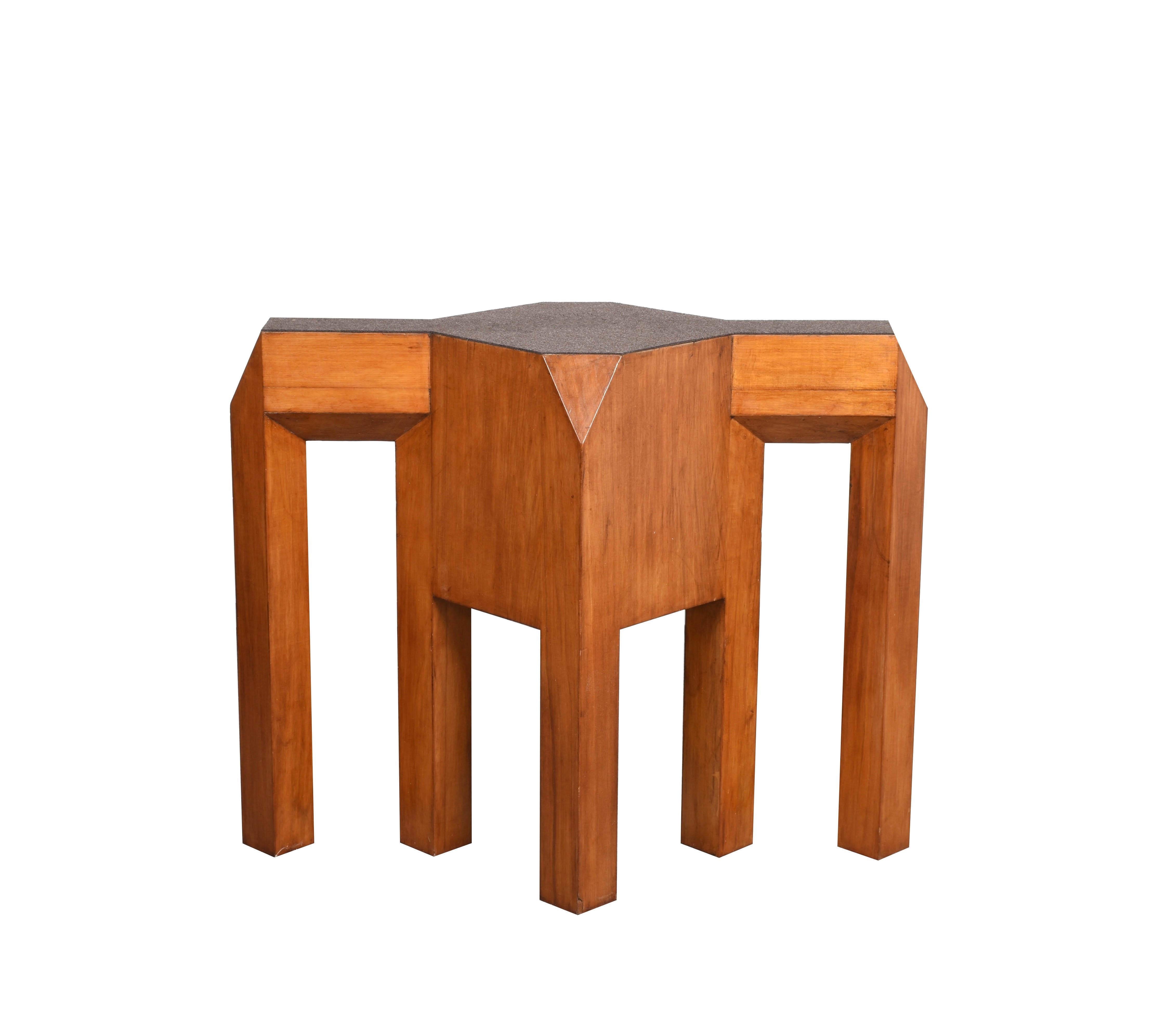 Massive Pair of Italian Brutalist Table Bases in Solid Cherrywood, Italy 1970s For Sale 9