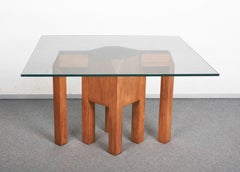 Massive Pair of Italian Brutalist Table Bases in Solid Cherrywood, Italy 1970s