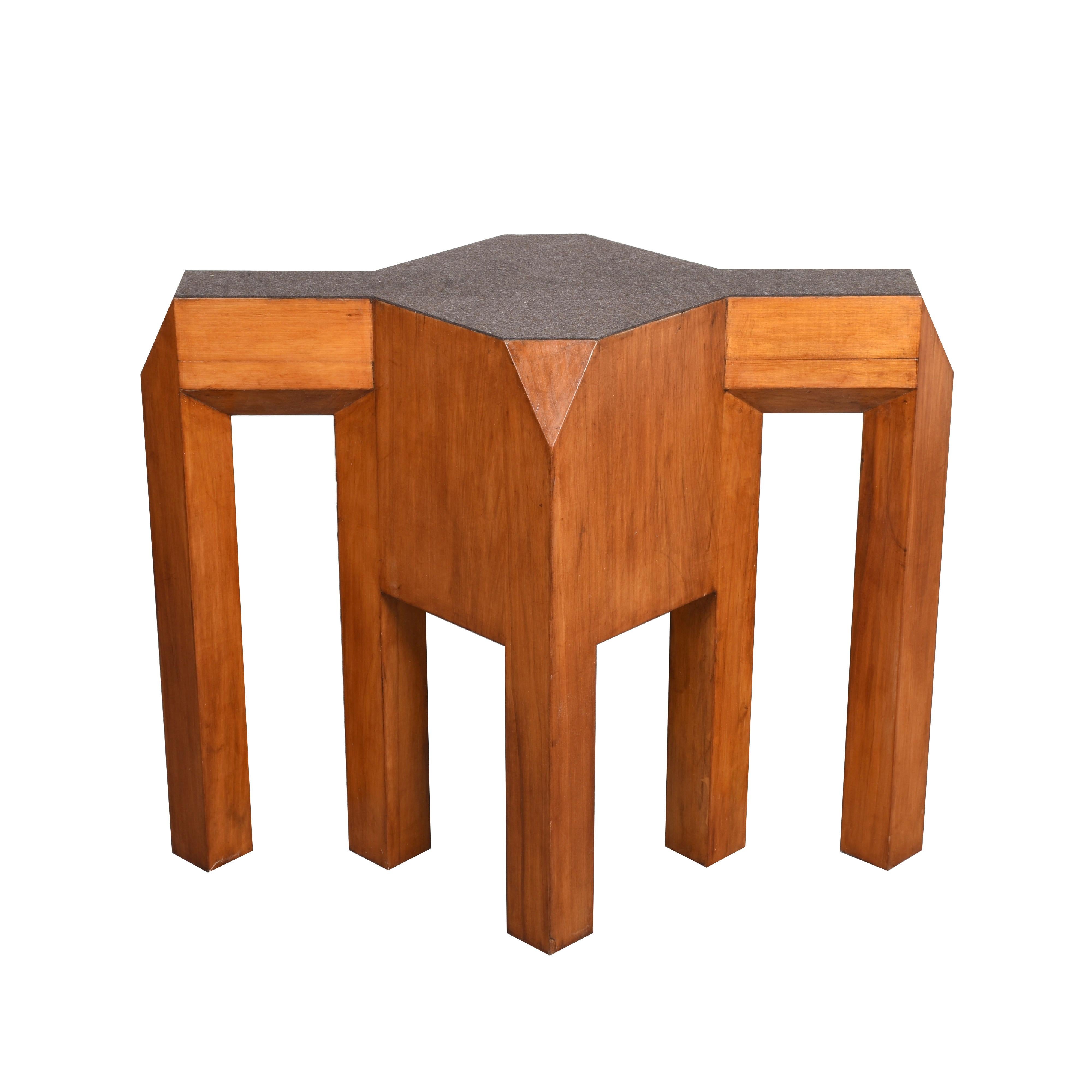 Hand-Crafted Massive Pair of Italian Brutalist Table Bases in Solid Cherrywood, Italy 1970s For Sale