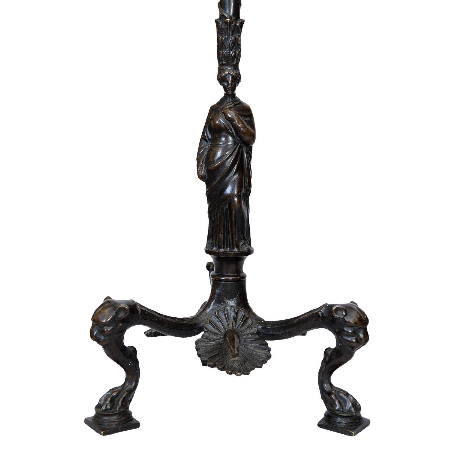 Cast Massive Pair of Italian Naples Bronze Candelabra, circa 1840 For Sale