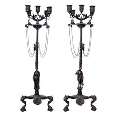 Massive Pair of Italian Naples Bronze Candelabra, circa 1840