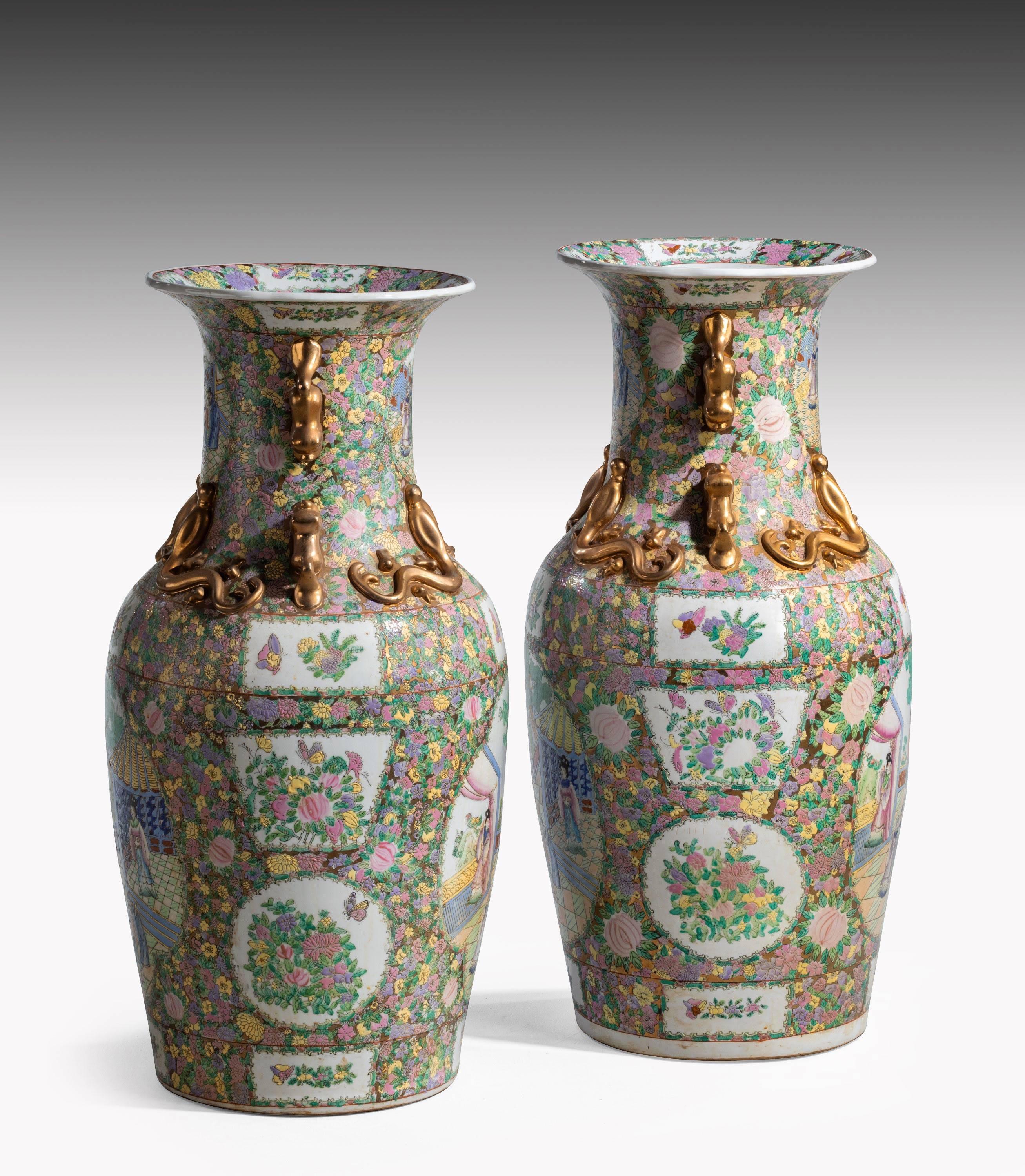 Massive Pair of Porcelain Cantonese Vases 4