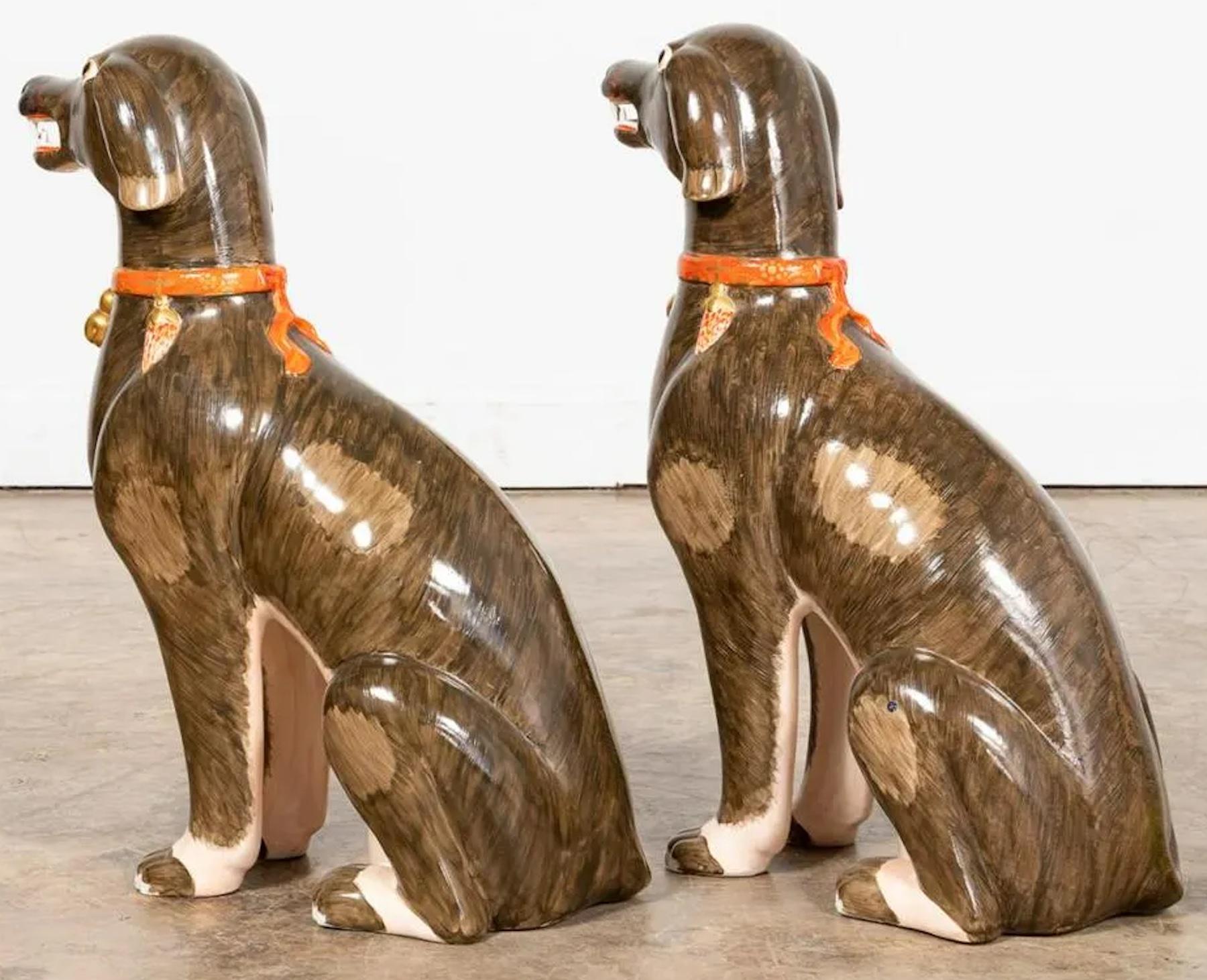 Porcelain Massive Pair of Qianlong Chinese Export Style Sated Dogs, Attib to Mottahedeh