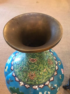 Massive Pair of Vintage Cloisonné Vases