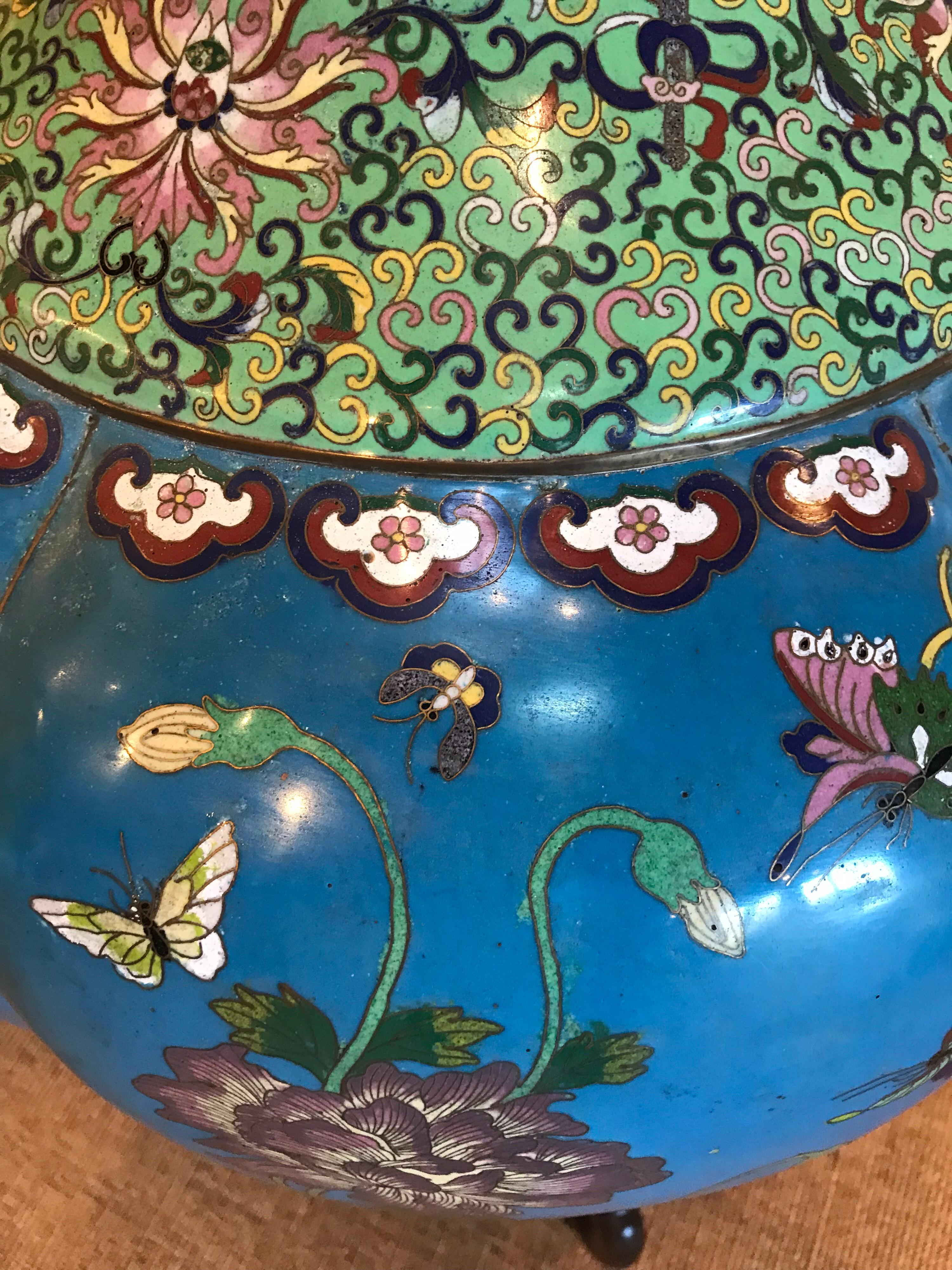 Chinese Massive Pair of Vintage Cloisonné Vases For Sale