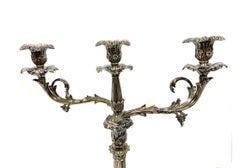 Massive Pair Of Vintage Well Cast Louis XV Style Triple Silverplate Candelabra
