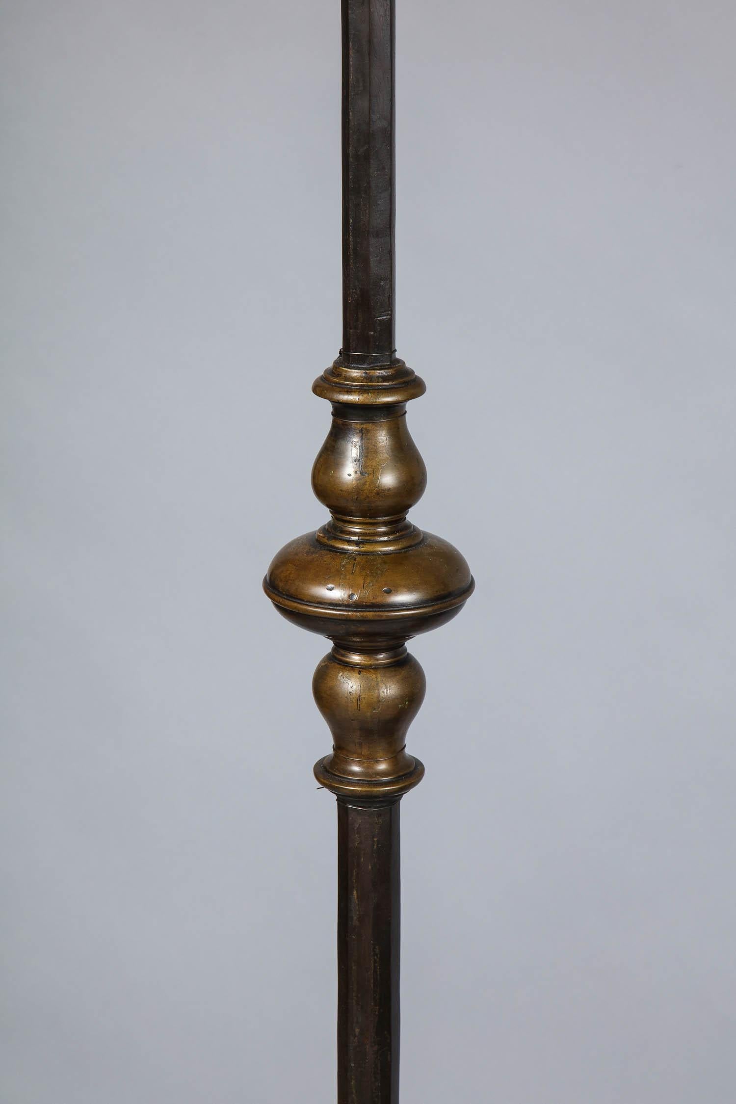 North American Massive Pair of Wrought Iron and Bronze Floor Lamps