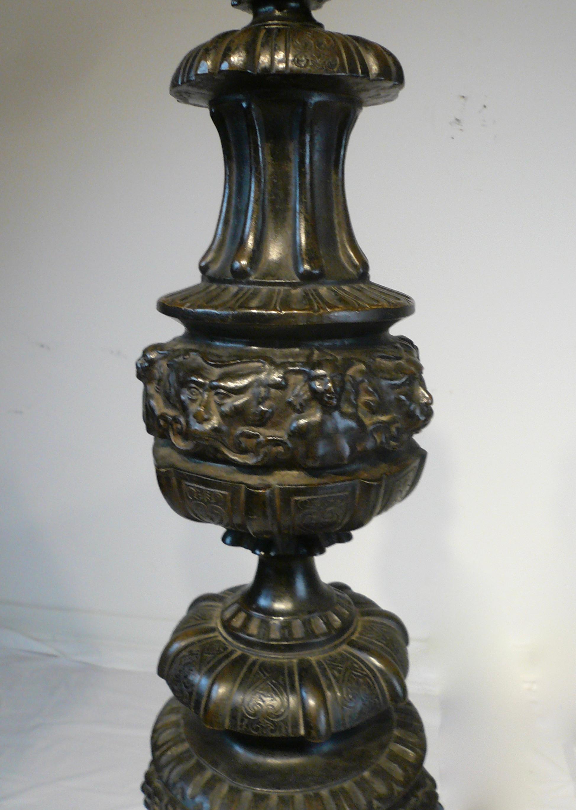 Massive Pair Renaissance Style Bronze Andirons by E. F. Caldwell For Sale 2