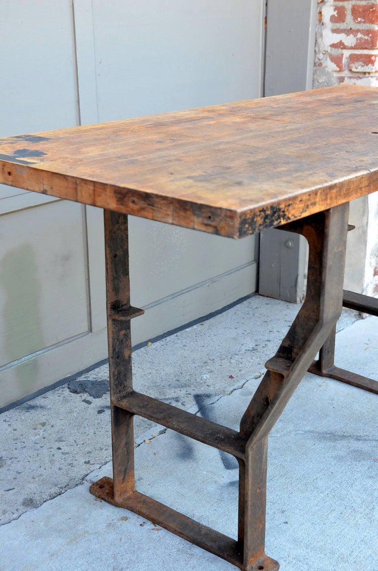 Cast Massive Patinated Industrial Console For Sale