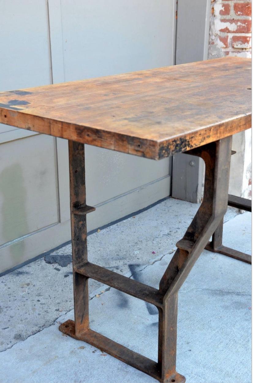 Cast Massive Patinated Industrial Console For Sale