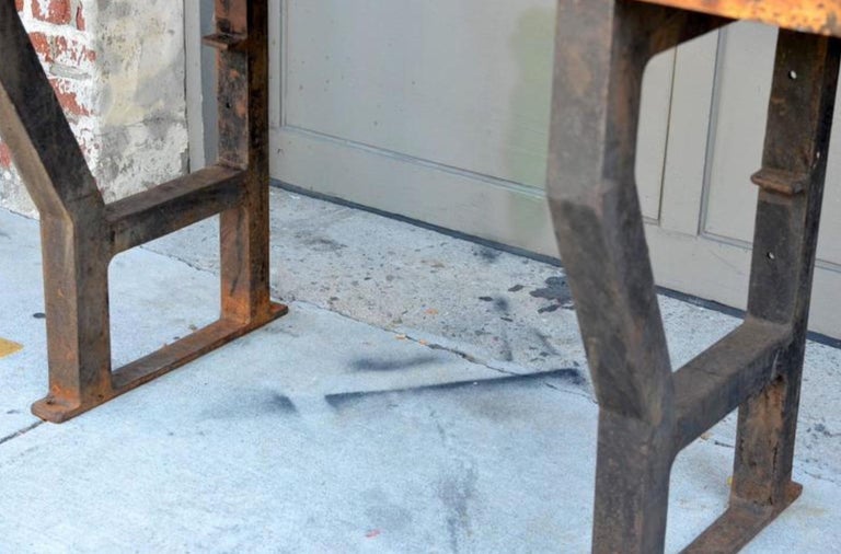 Massive Patinated Industrial Console In Good Condition For Sale In Los Angeles, CA