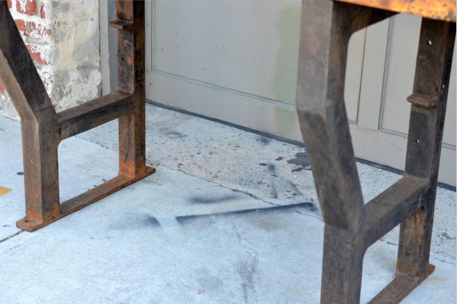 Massive Patinated Industrial Console In Good Condition For Sale In Los Angeles, CA