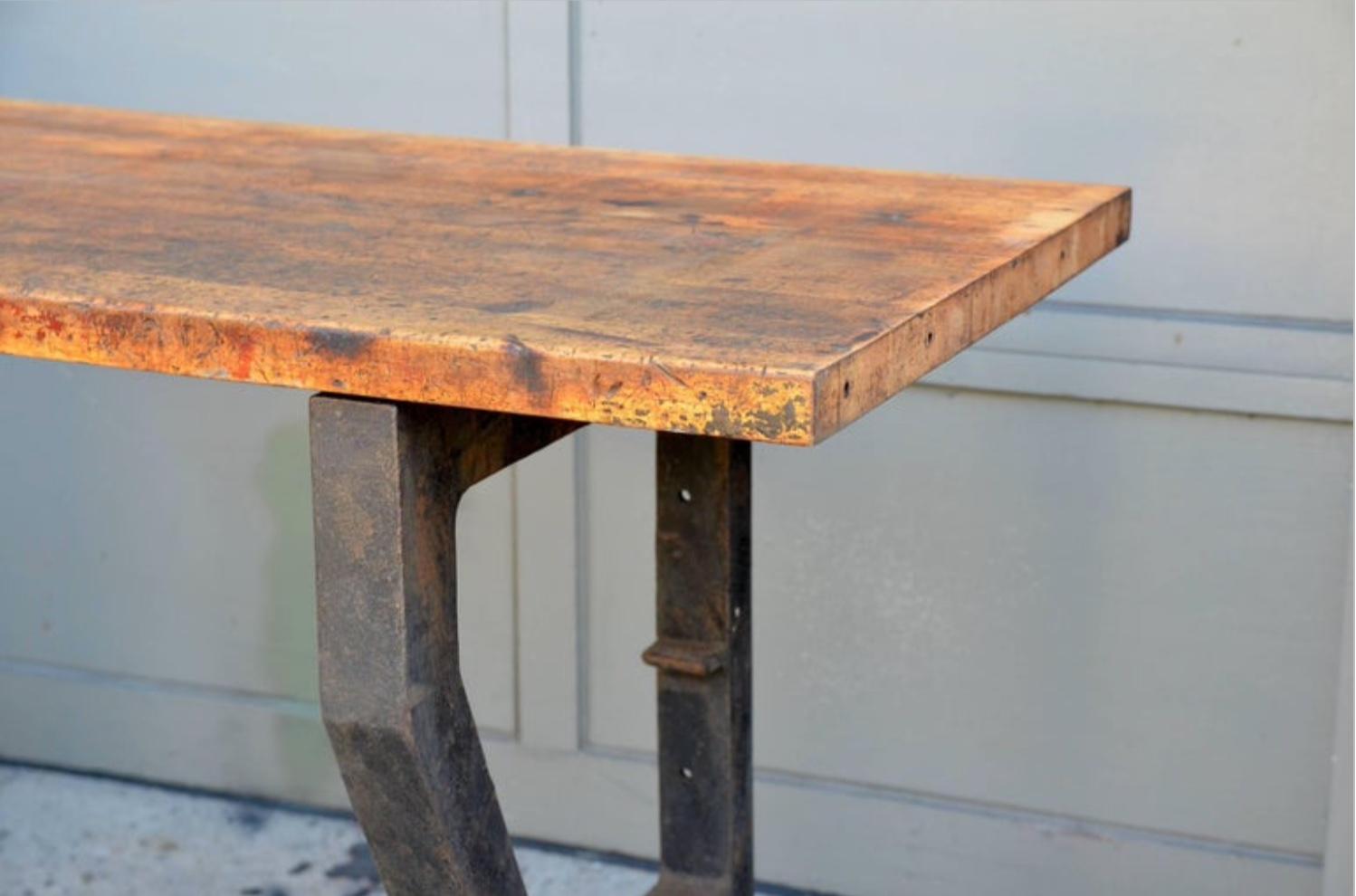 Massive Patinated Industrial Console For Sale 1