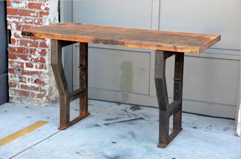 Massive Patinated Industrial Console For Sale 2