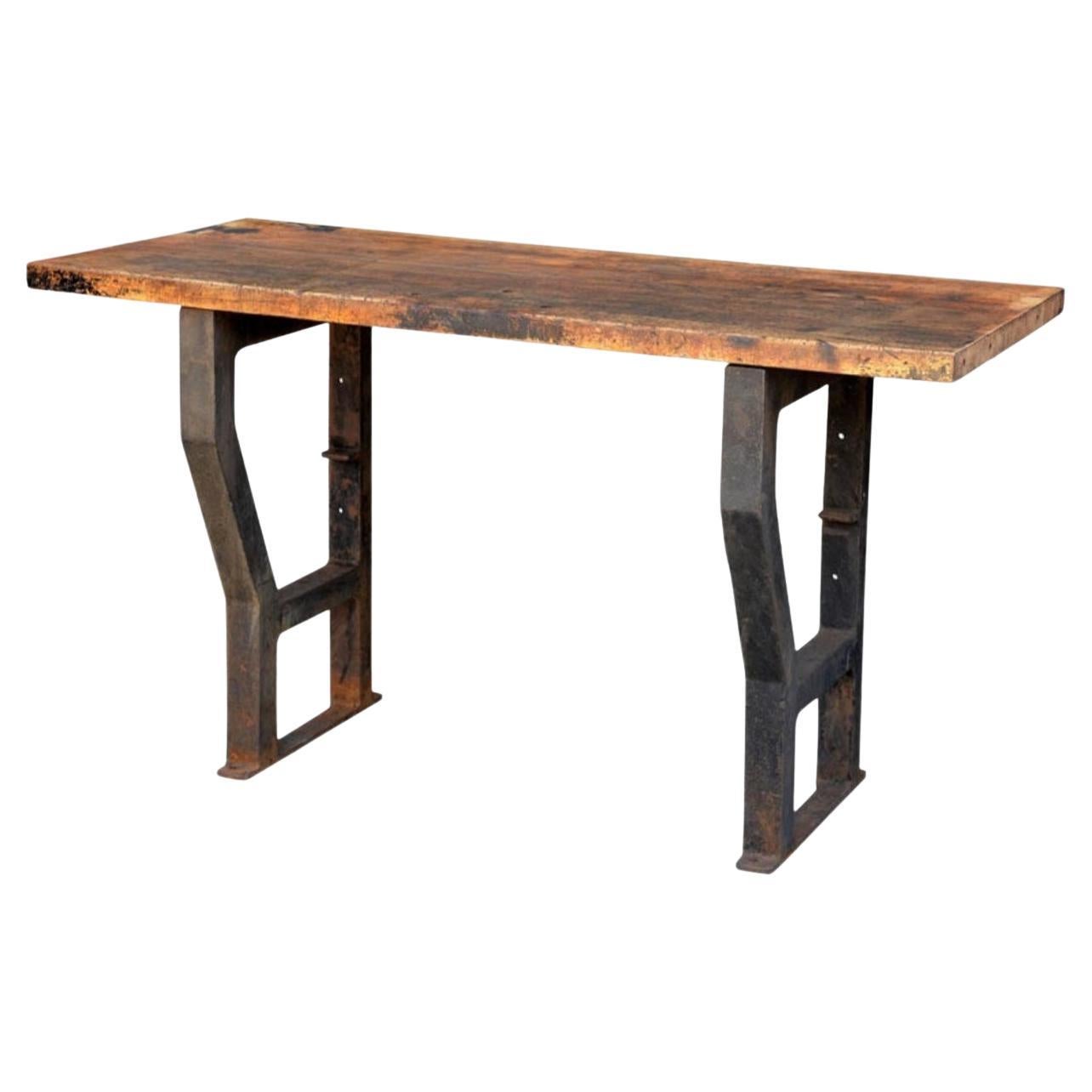 Massive Patinated Industrial Console For Sale