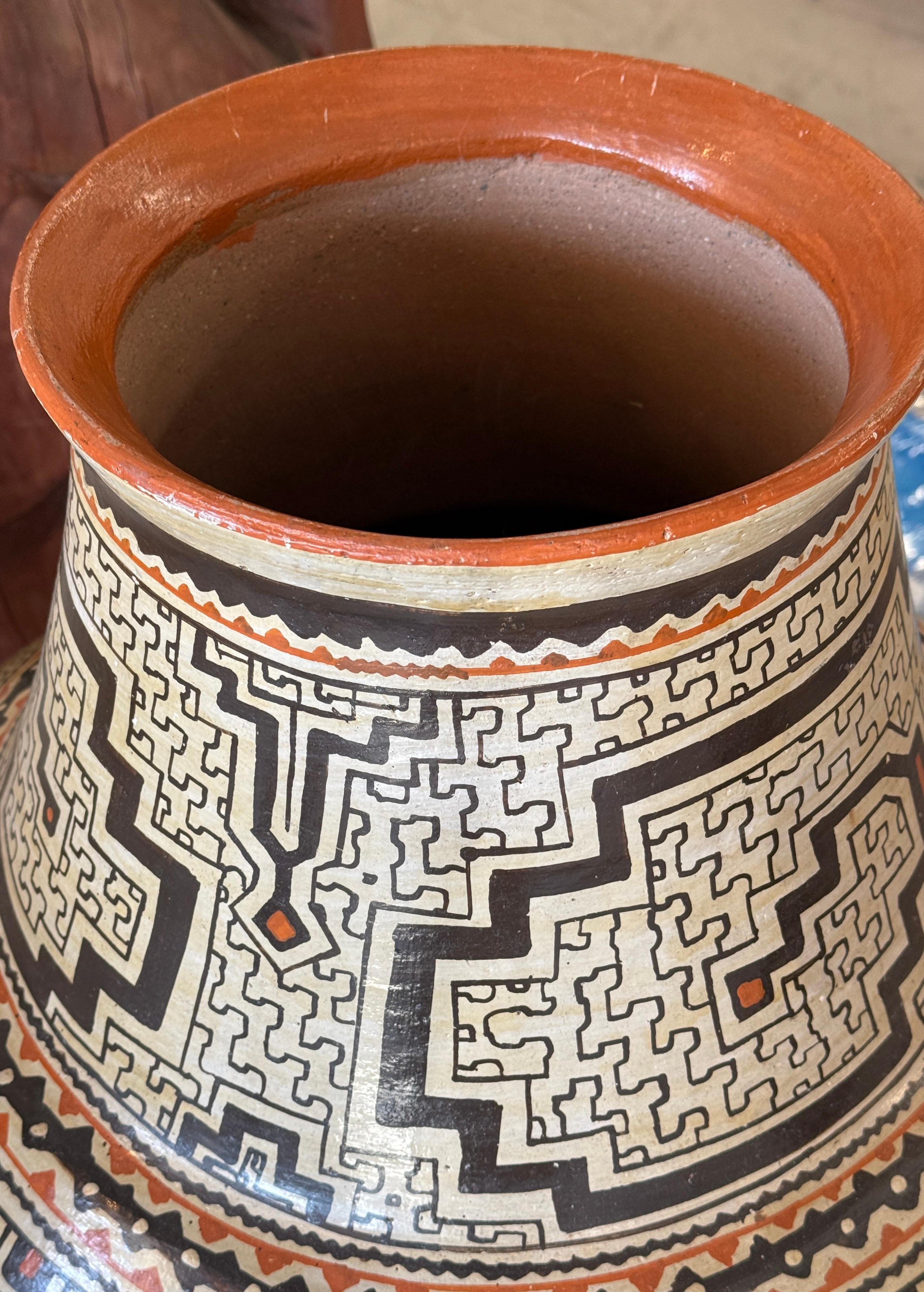 Massive Peruvian Shipibo Conibo Pottery Vessel For Sale 9