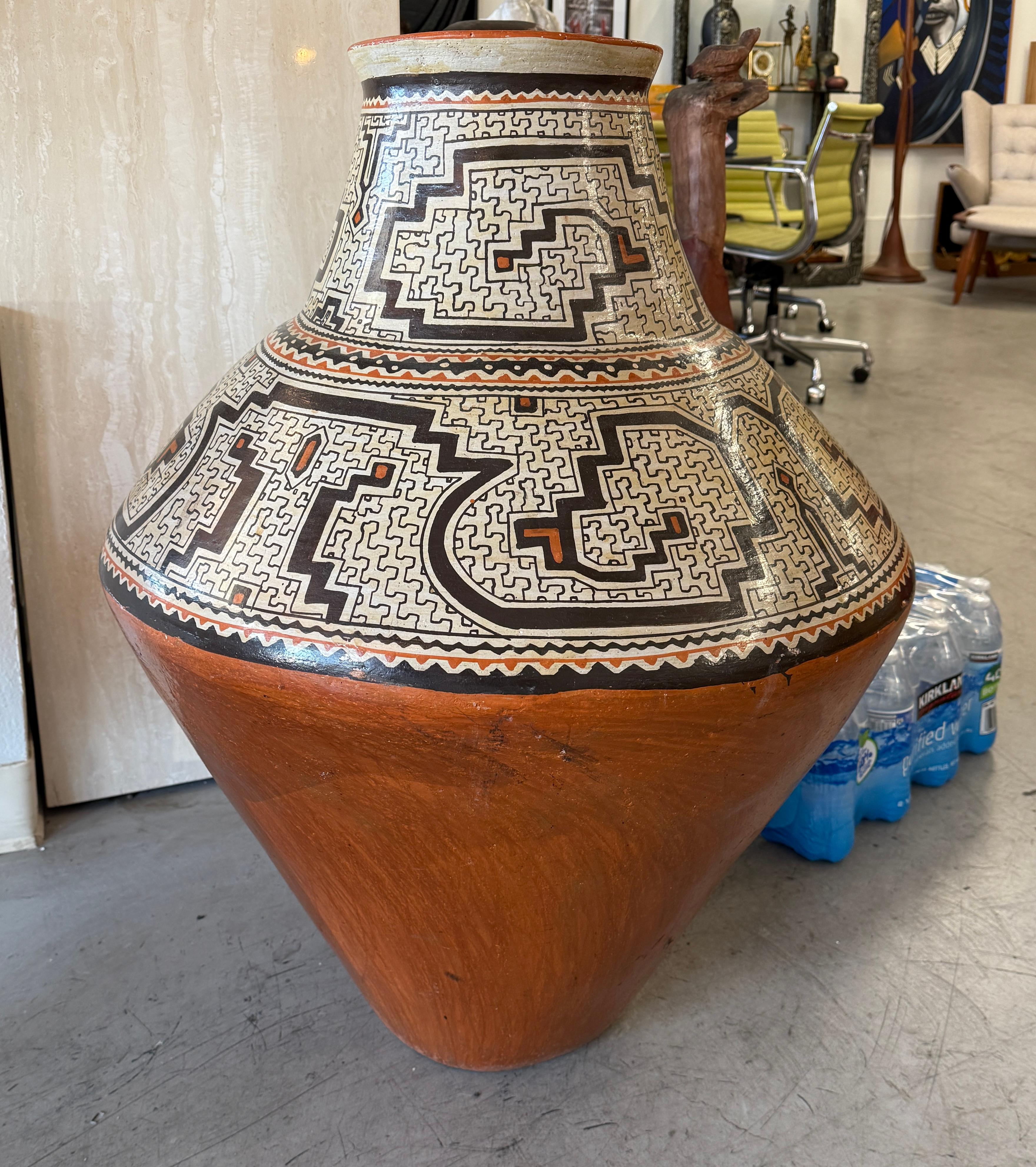 Hand-Crafted Massive Peruvian Shipibo Conibo Pottery Vessel For Sale