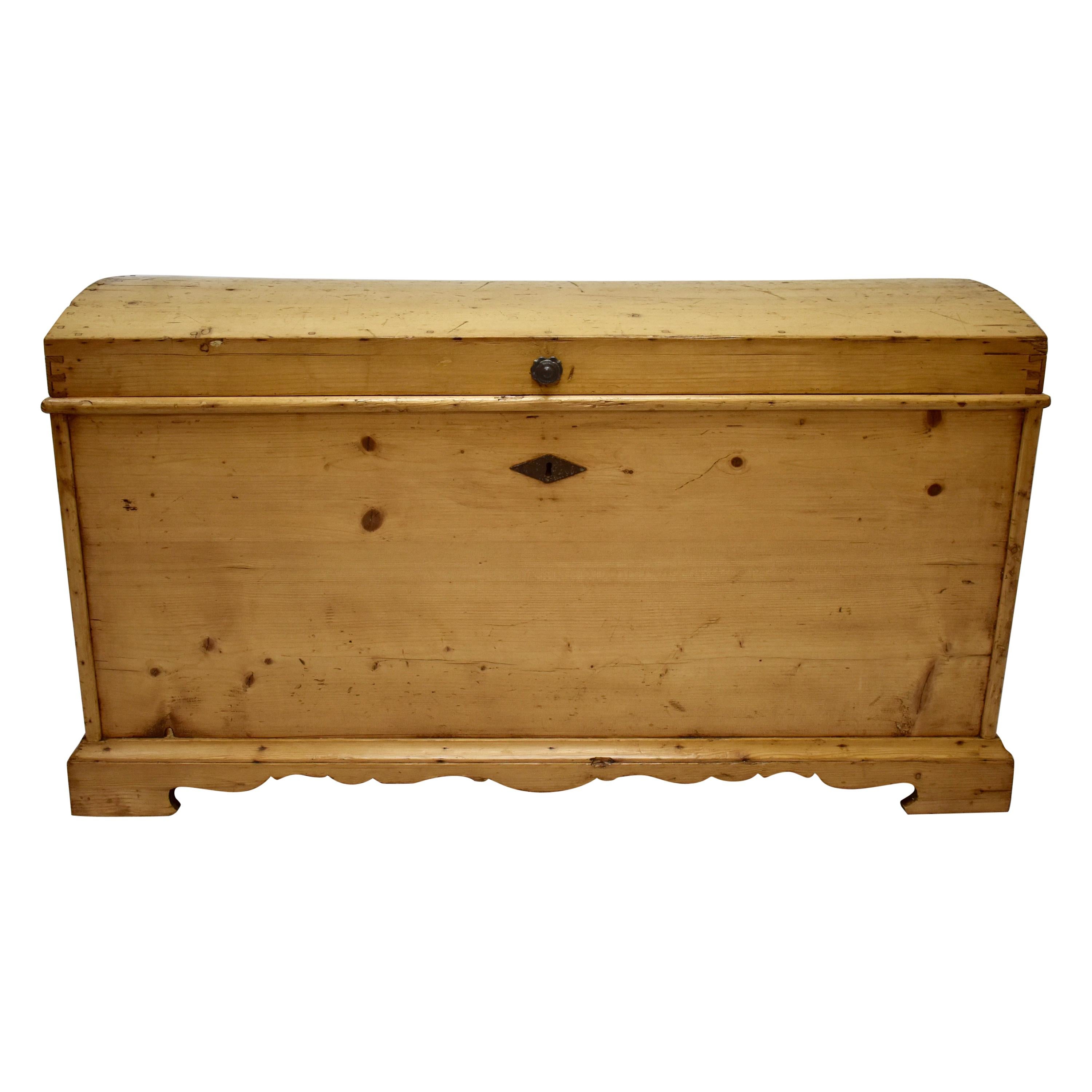 Massive Pine Cedar-Lined Dome-Top Trunk or Blanket Chest
