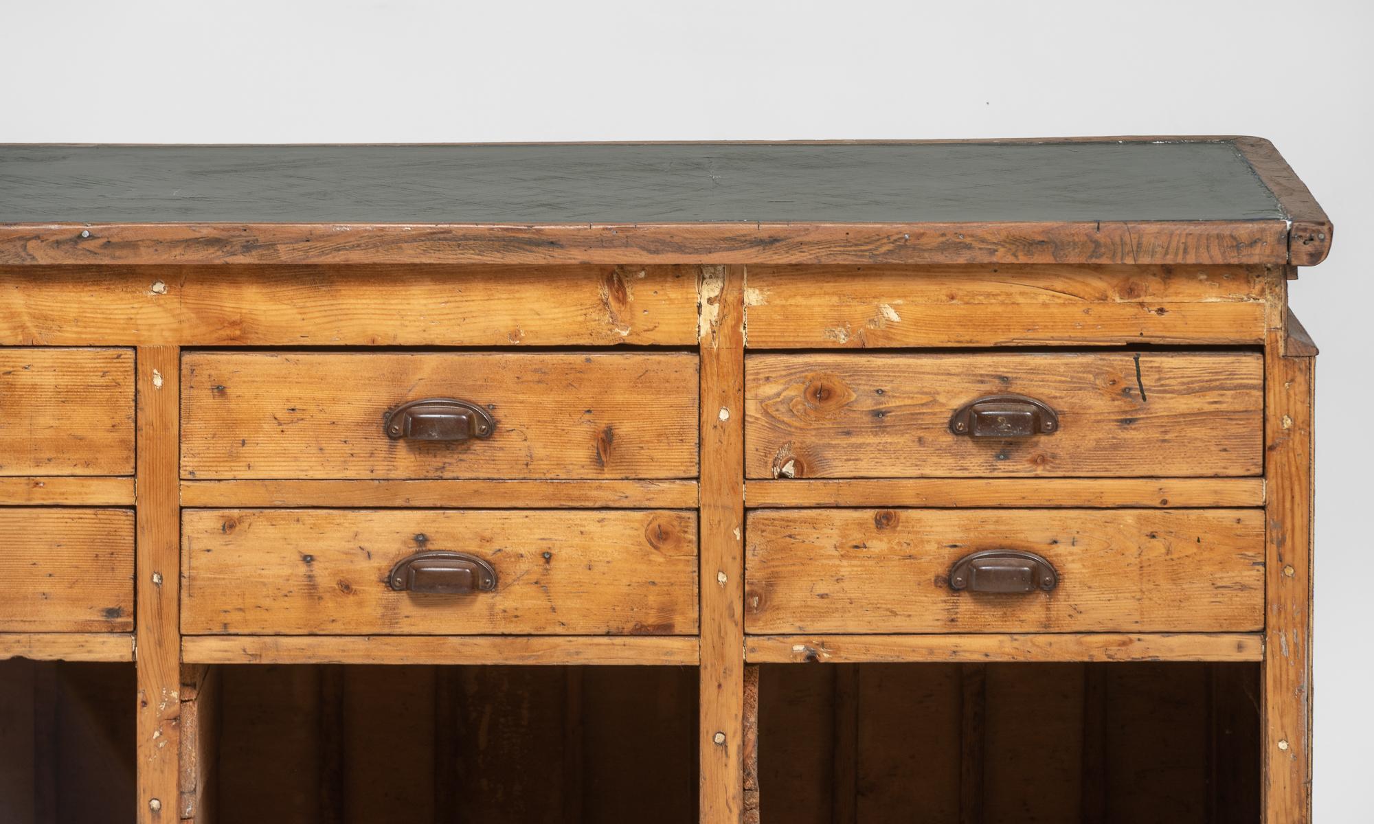 Industrial Massive Pine Chest of Drawers, Italy, circa 1940