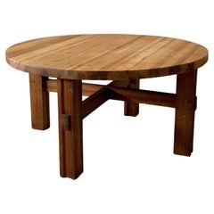 Massive Pine Side Table, Sweden, 1970s
