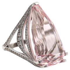 Anello con diamante 42 carati naturale di Morganite rosa massiccia, 2022