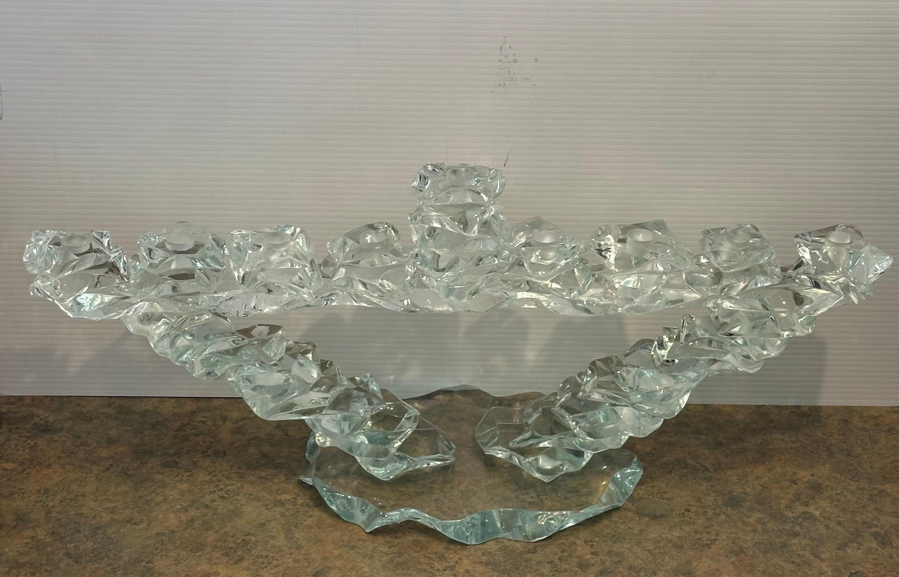 Massive Post-Modern Stacked Art Glass Menorah by Bill Meek Studio (en anglais) en vente 3