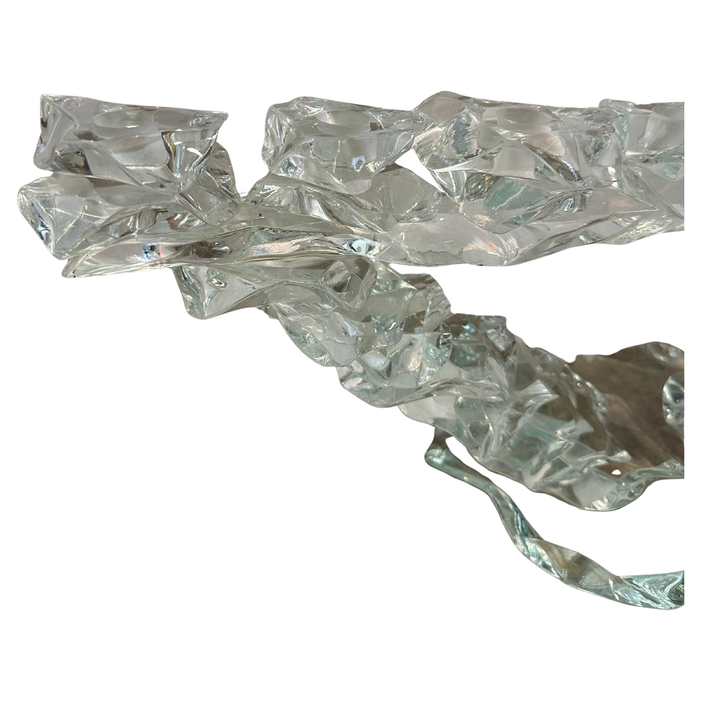 Postmoderne Massive Post-Modern Stacked Art Glass Menorah by Bill Meek Studio (en anglais) en vente