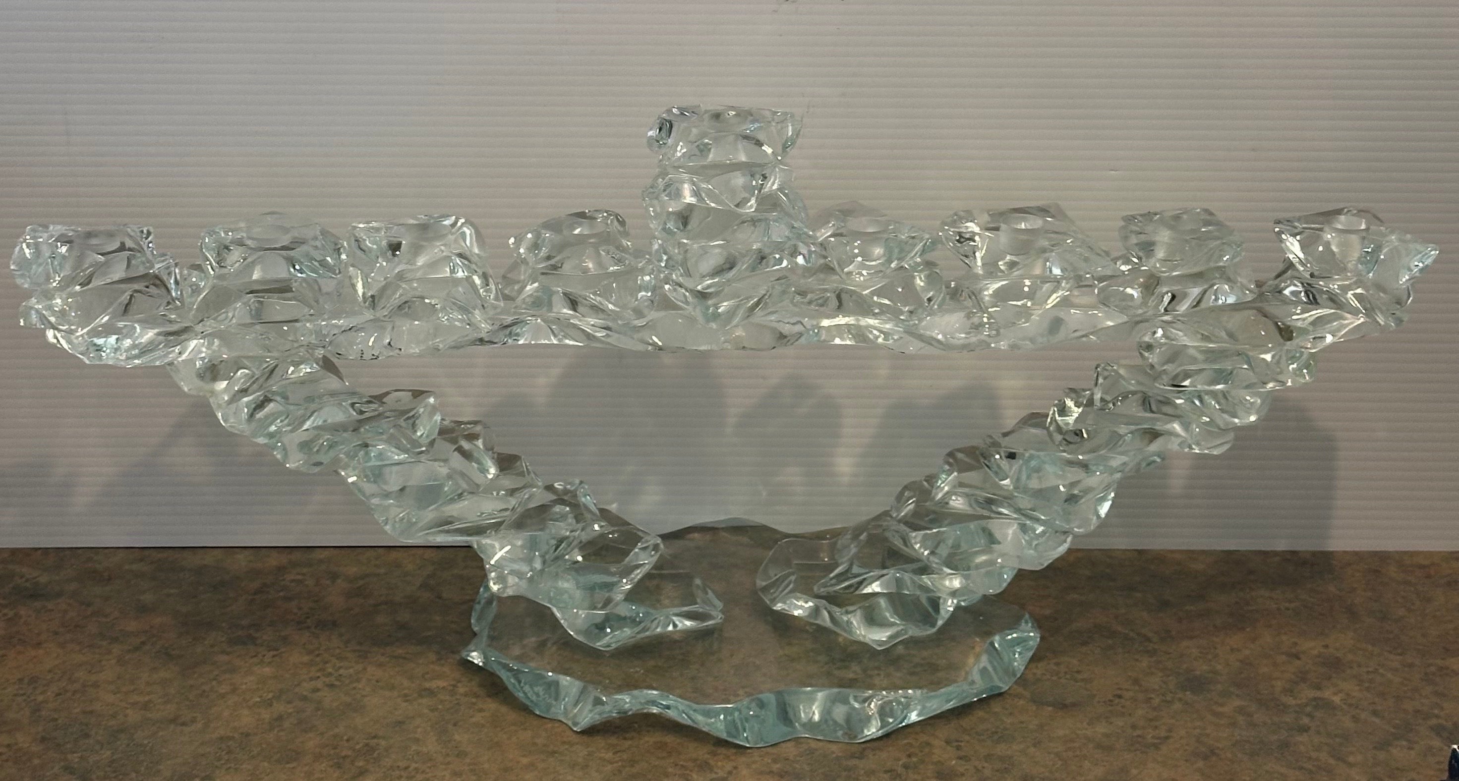 Fait main Massive Post-Modern Stacked Art Glass Menorah by Bill Meek Studio (en anglais) en vente