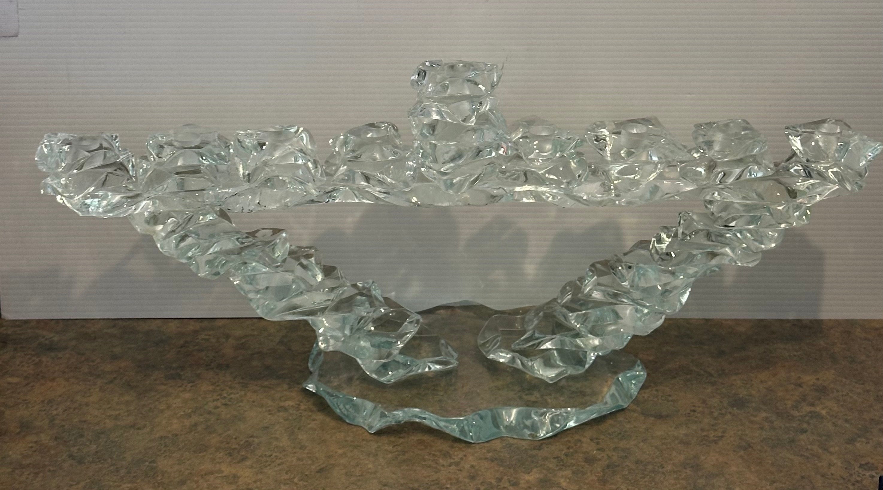Massive Post-Modern Stacked Art Glass Menorah by Bill Meek Studio (en anglais) Bon état - En vente à San Diego, CA