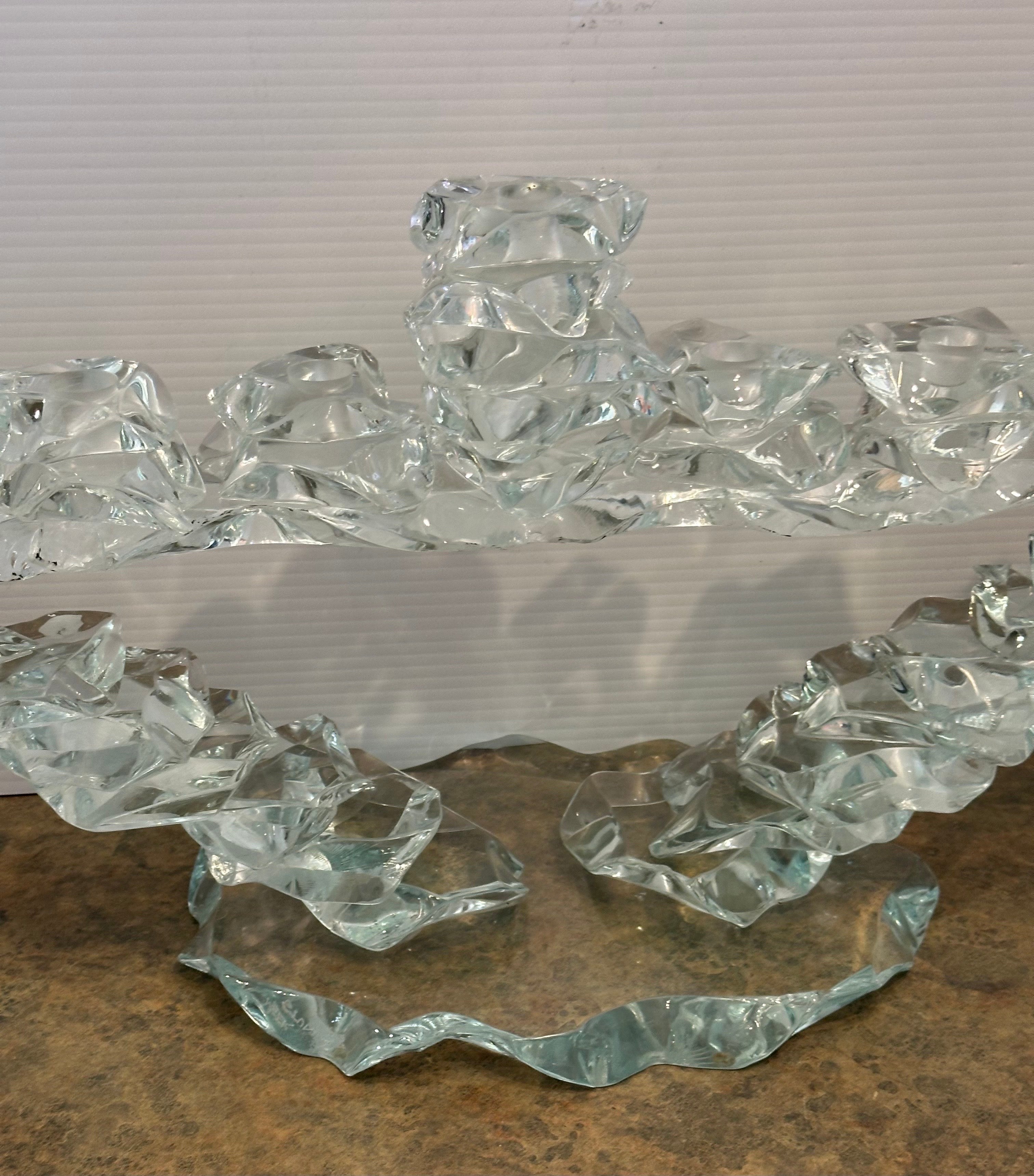 20ième siècle Massive Post-Modern Stacked Art Glass Menorah by Bill Meek Studio (en anglais) en vente