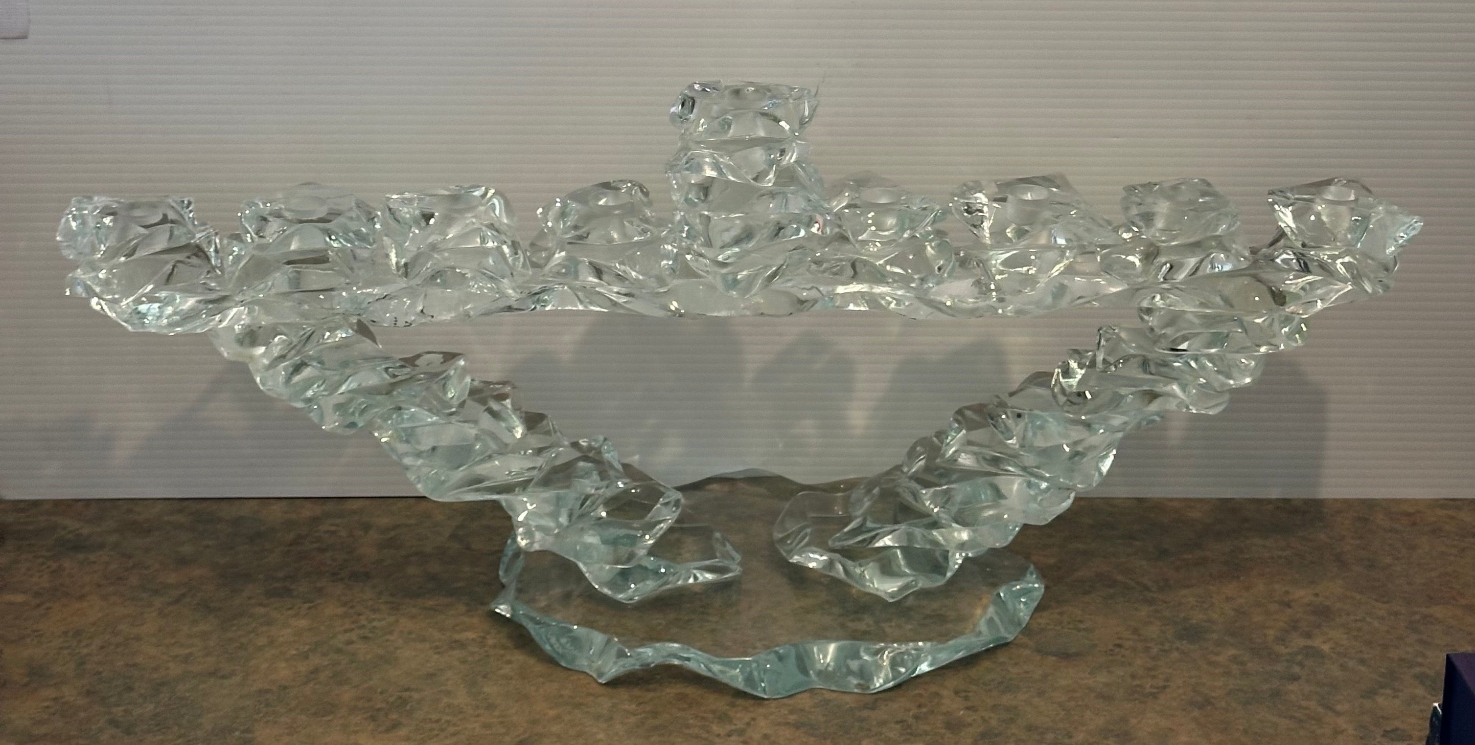 Verre d'art Massive Post-Modern Stacked Art Glass Menorah by Bill Meek Studio (en anglais) en vente