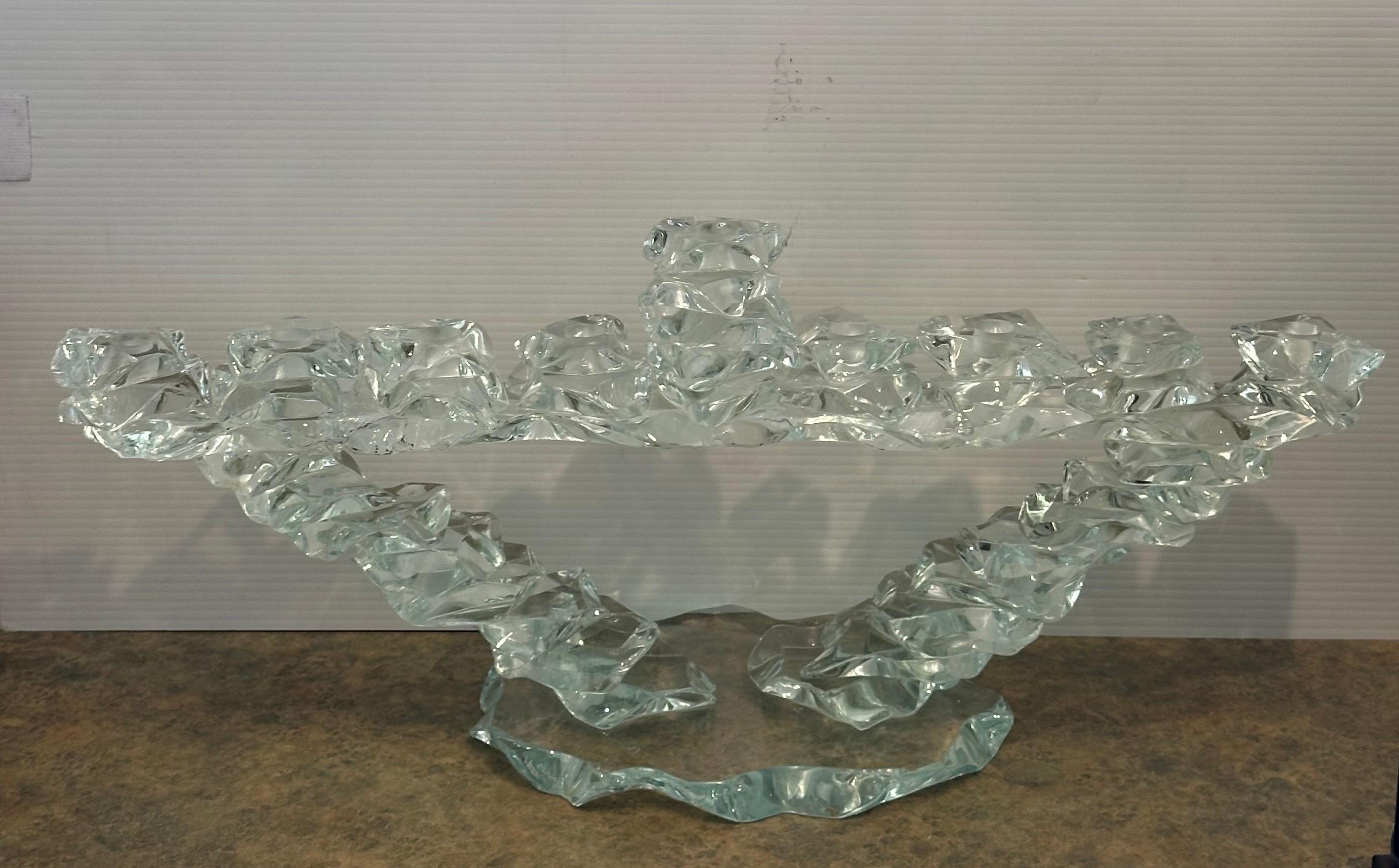 Massive Post-Modern Stacked Art Glass Menorah by Bill Meek Studio (en anglais) en vente 1