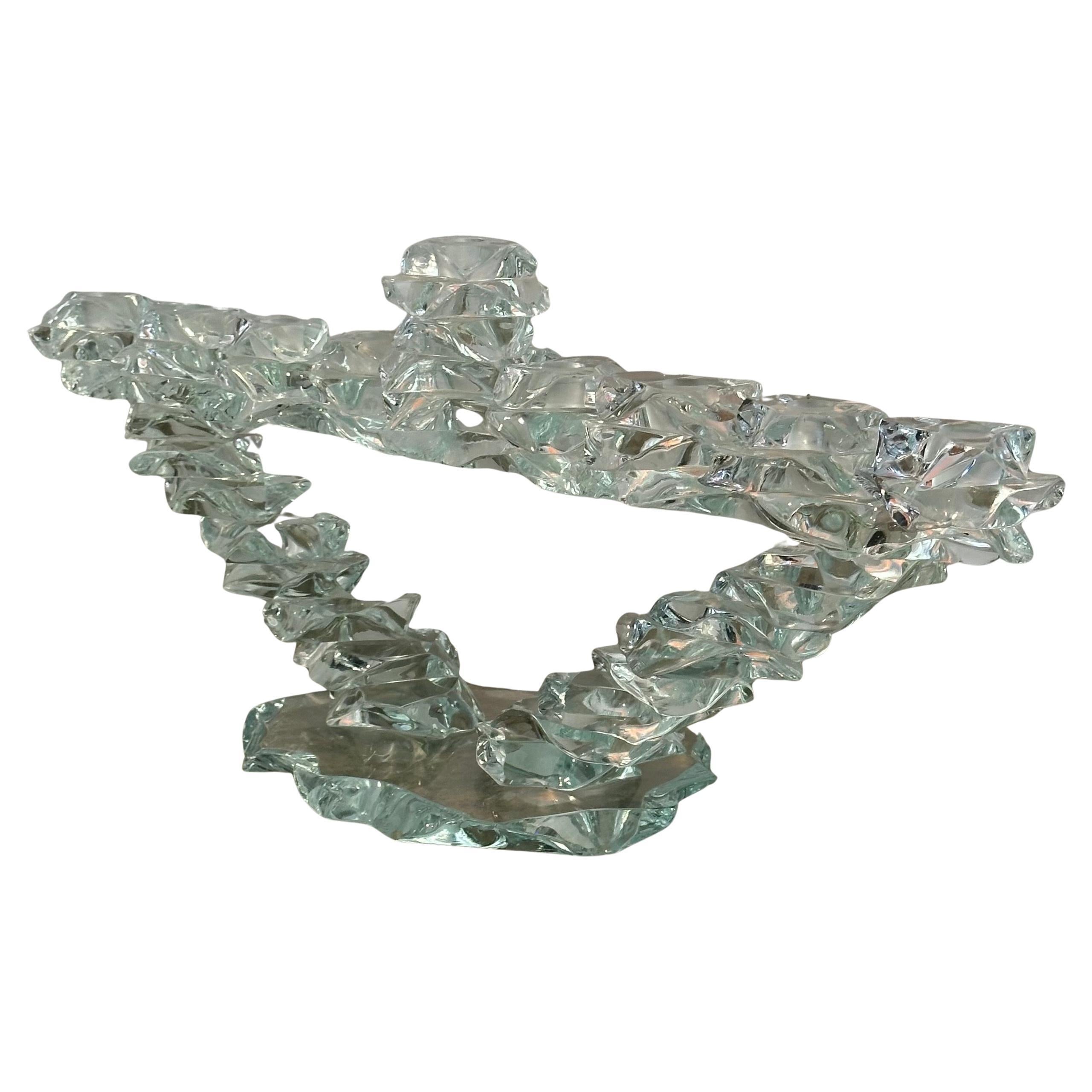 Massive Post-Modern Stacked Art Glass Menorah by Bill Meek Studio (en anglais) en vente