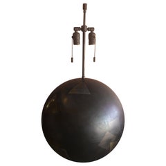 Massive Postmodern Bronze Ball Table Lamp by Karl Springer