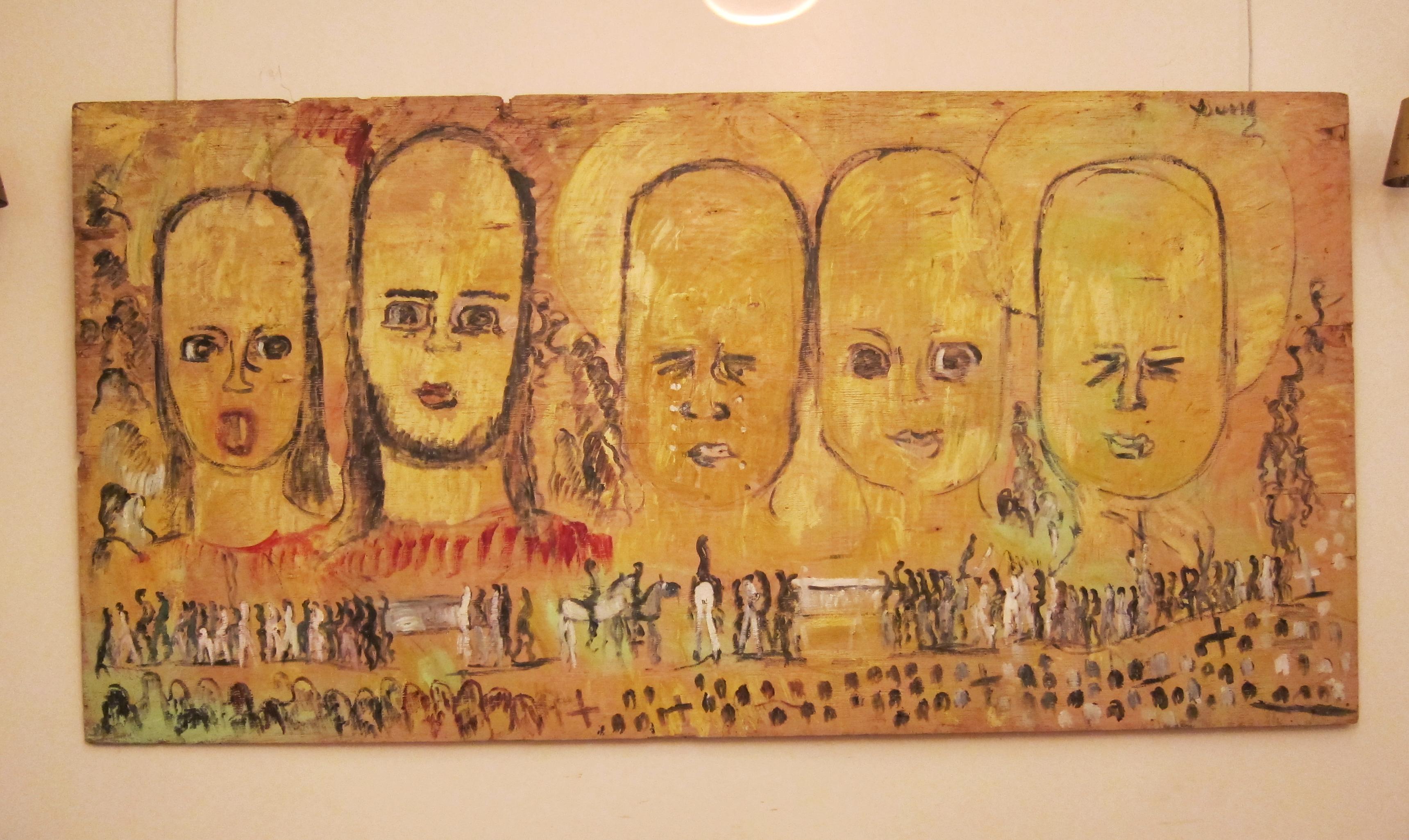 Massive Purvis Young acrylic on scavenged plywood
By self-taught Miami-born artist Purvis Young (1943-2010), a very large size painting on scavenged plywood. Purvis Young painted portraits of his neighbors, friends, angels, Christ, musicians .