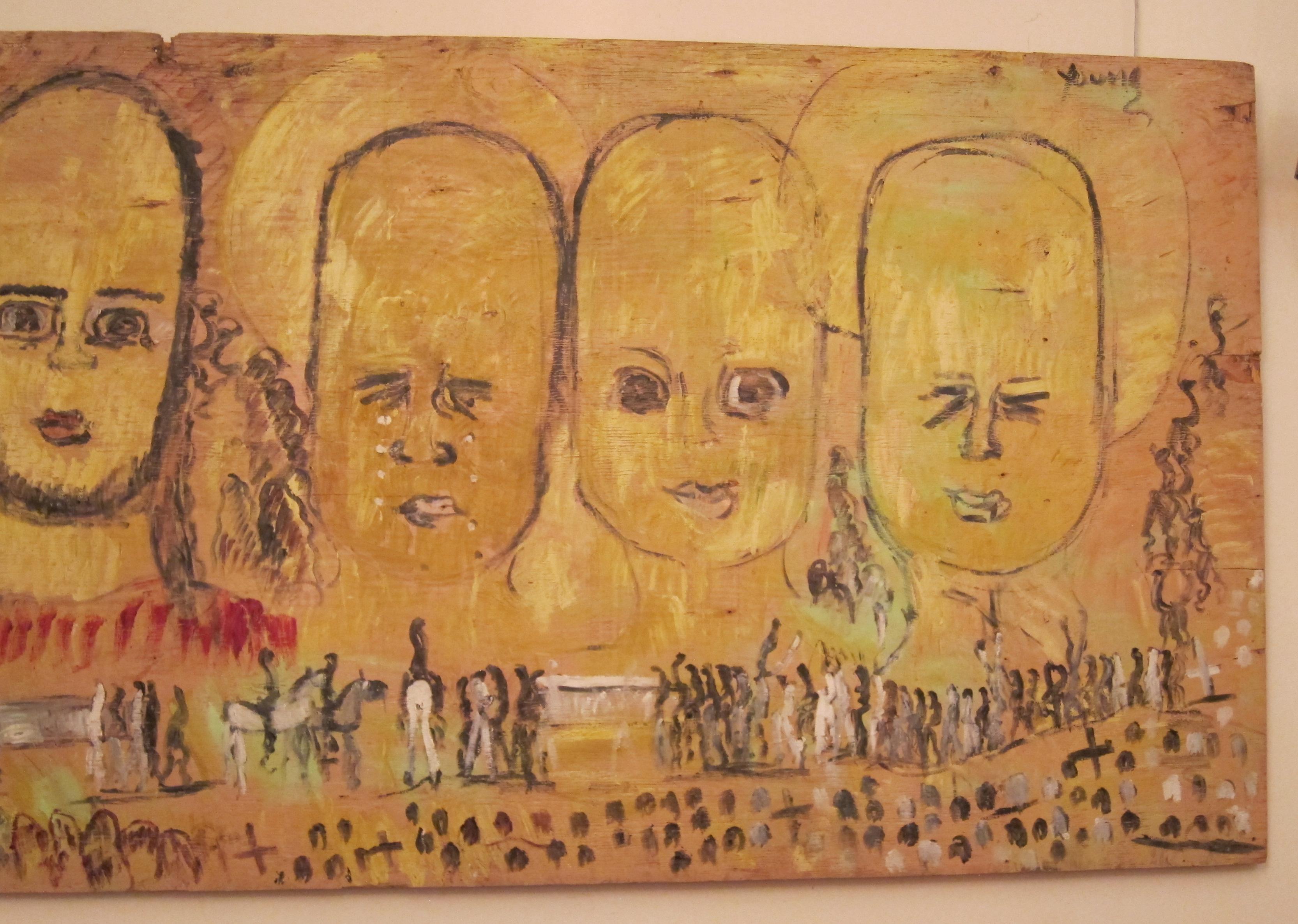 Post-Modern Massive Purvis Young Acrylic on Plywood For Sale