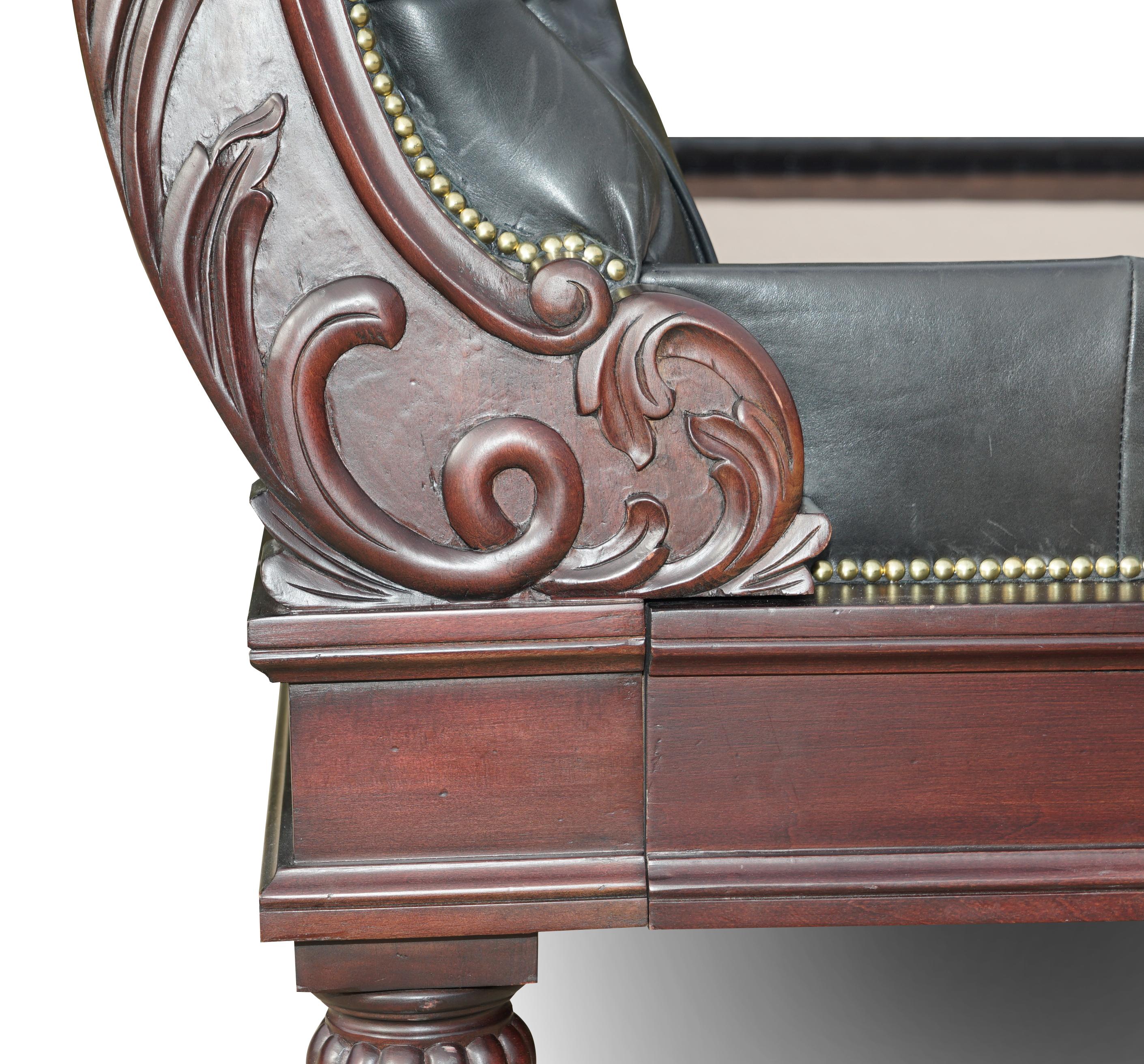 Massive Ralph Lauren Clivedon Black Leather Chesterfield Bed For Sale 4