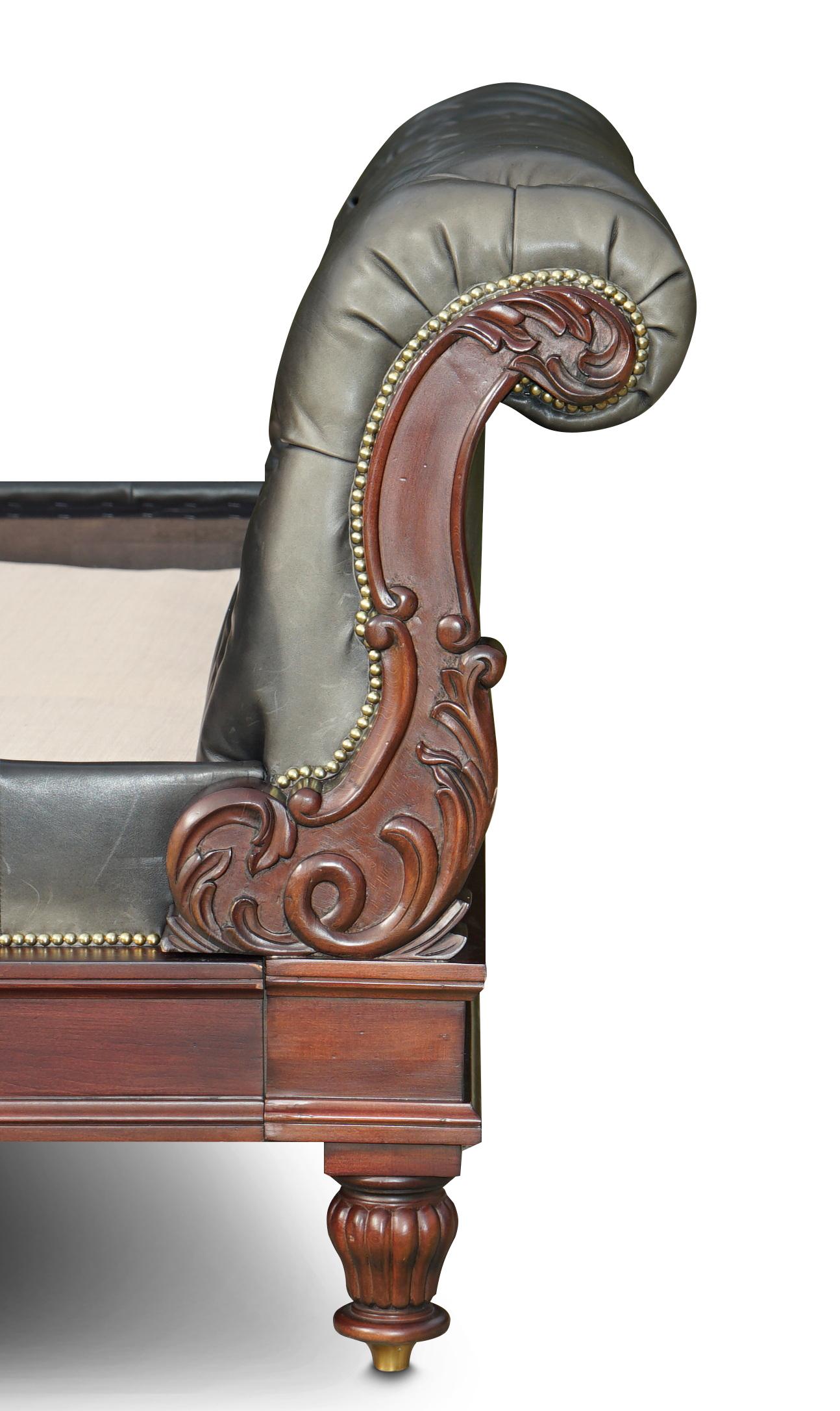 Massive Ralph Lauren Clivedon Black Leather Chesterfield Bed For Sale 6