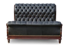 Massive Ralph Lauren Clivedon Black Leather Chesterfield Bed