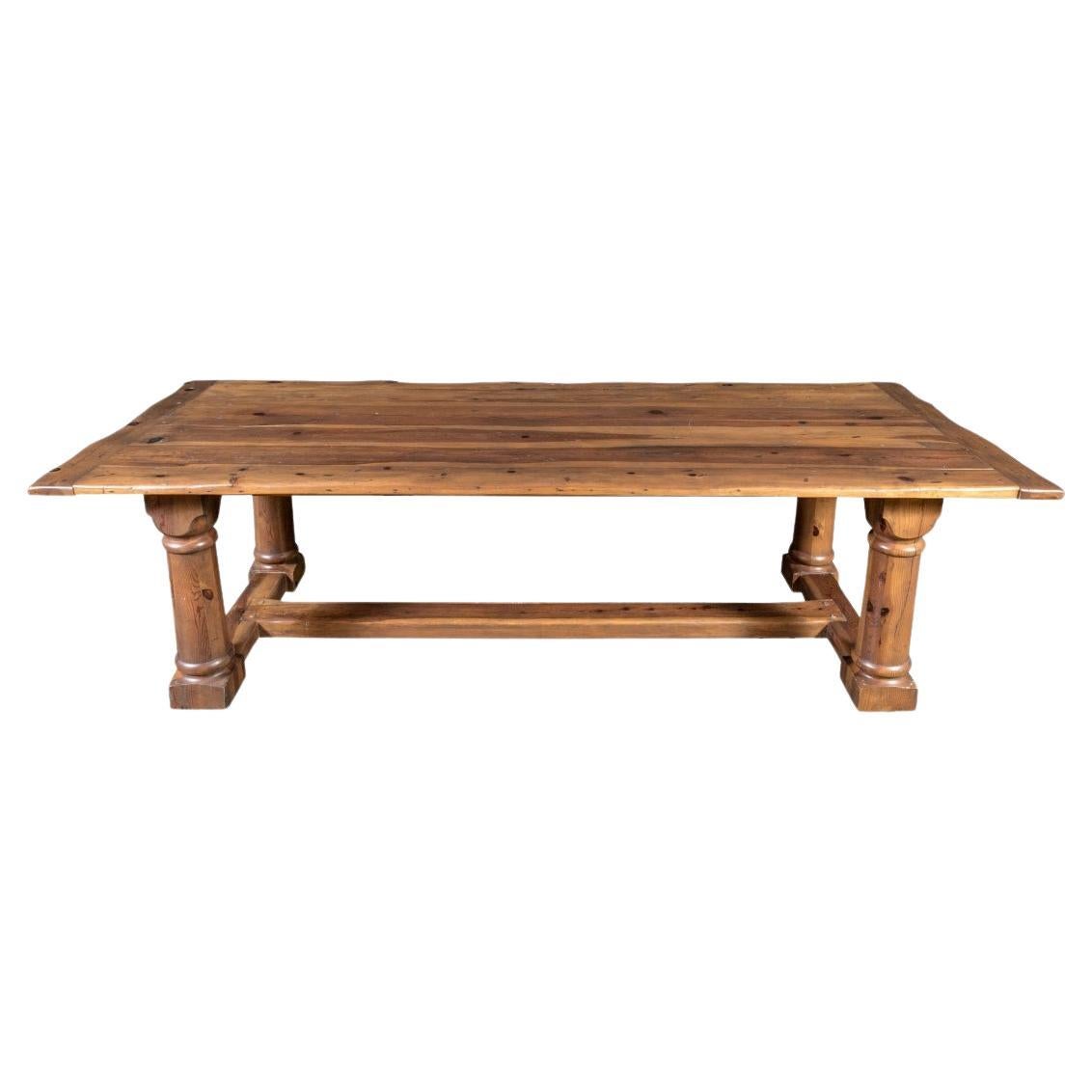 Massive Ralph Lauren Pine Trestle Table  For Sale