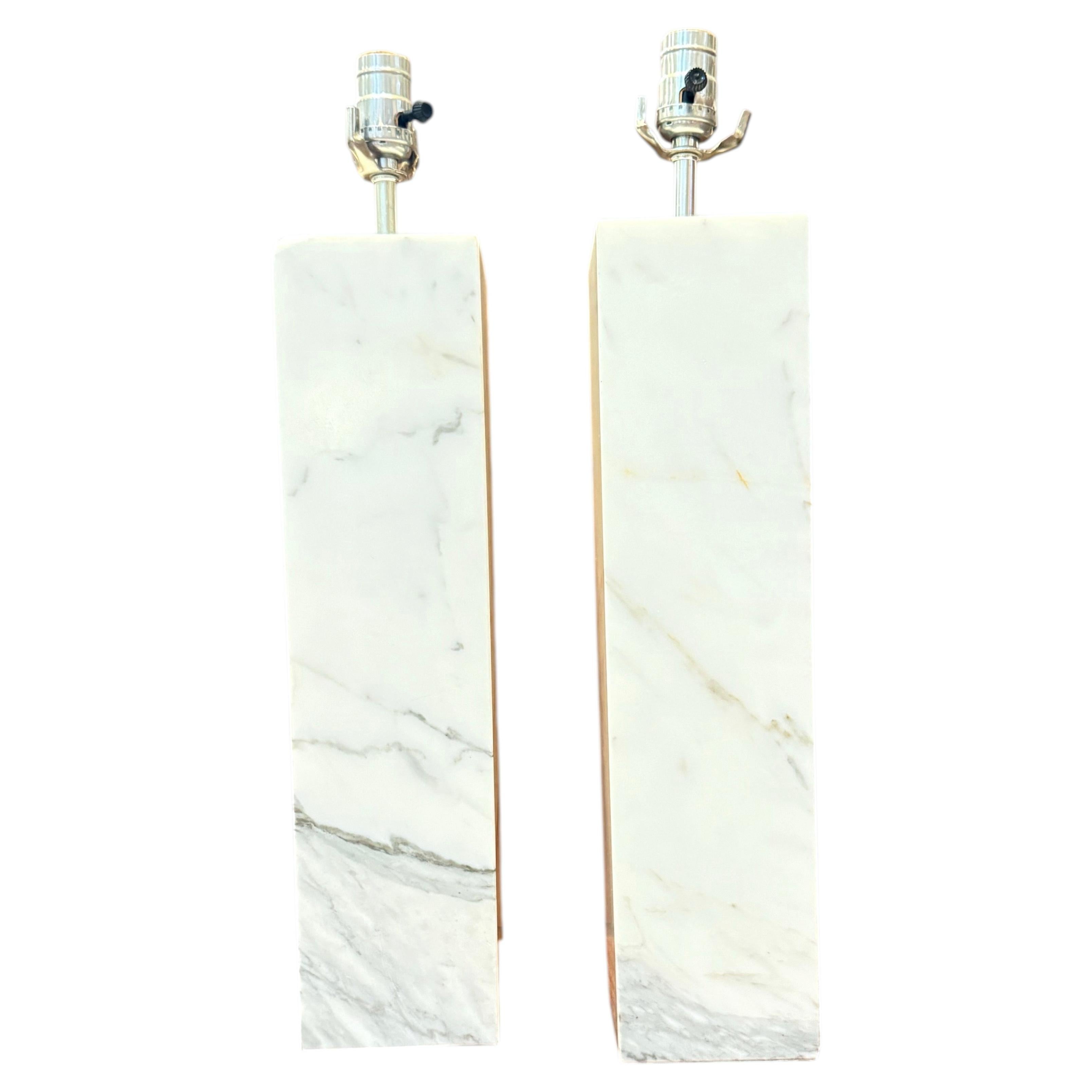 Massive Rare Tall Solid Marble Square Columns Tischlampen