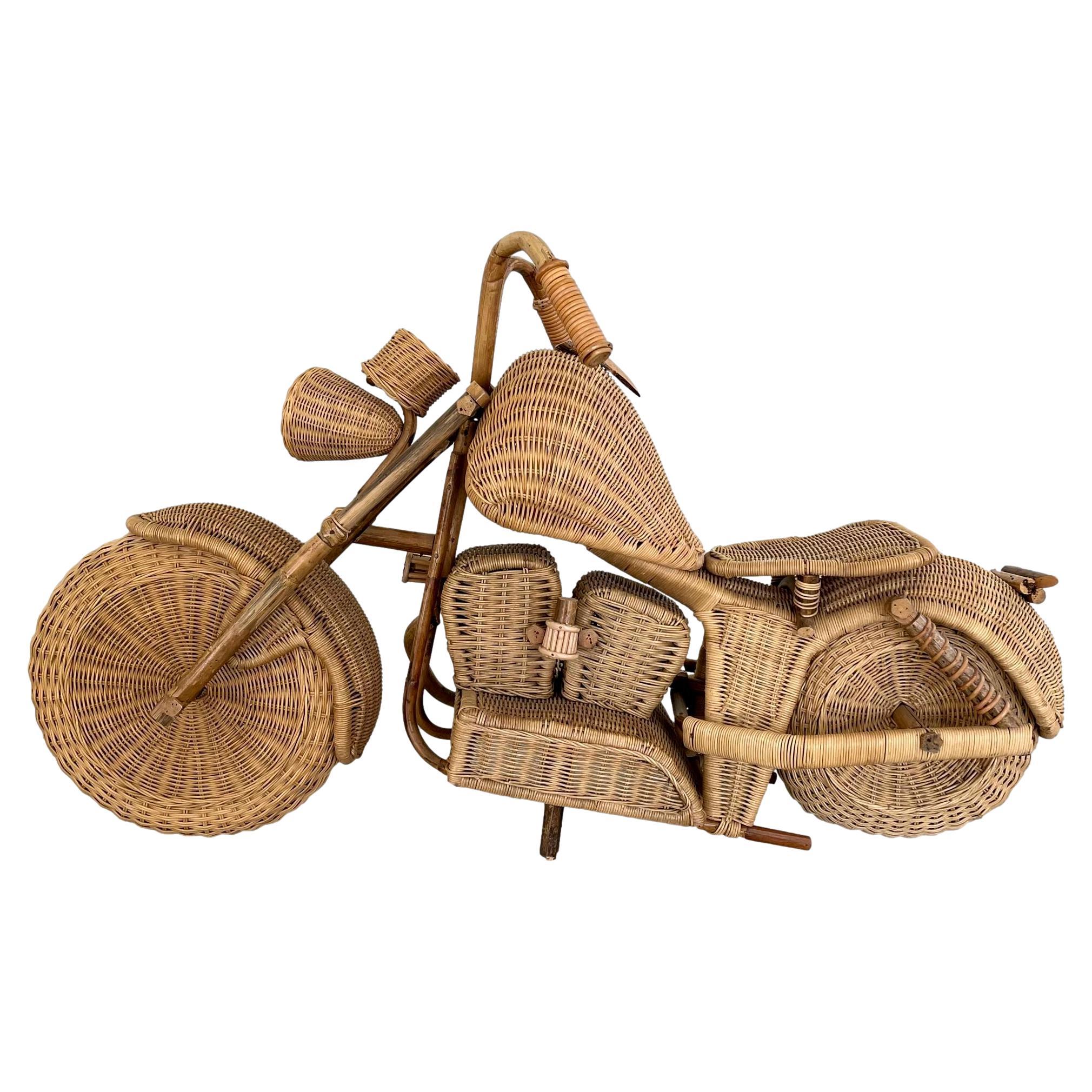 Massive Rattan, Bamboo and Wicker Harley Davidson Motorcycle For Sale