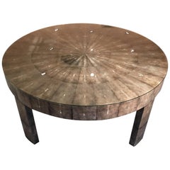 Massive Ray Leather Round Table, Ray Skin, Shagreen, Contemporary
