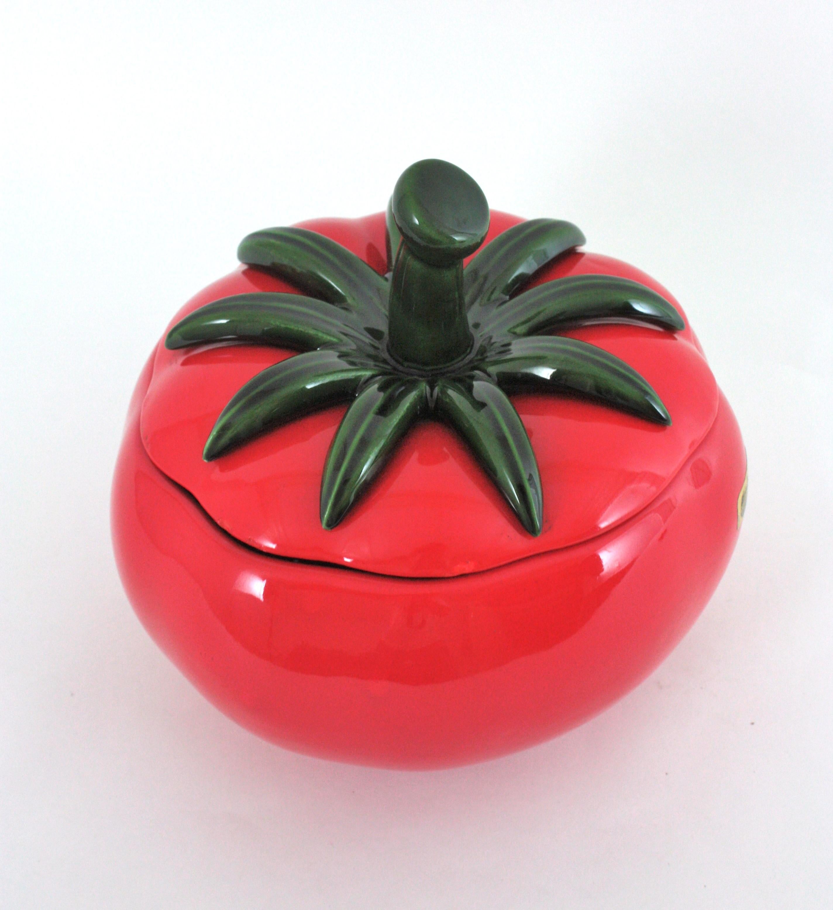 Massive Red Tomato Glazed Ceramic Tureen Centerpiece, 1960s For Sale 5