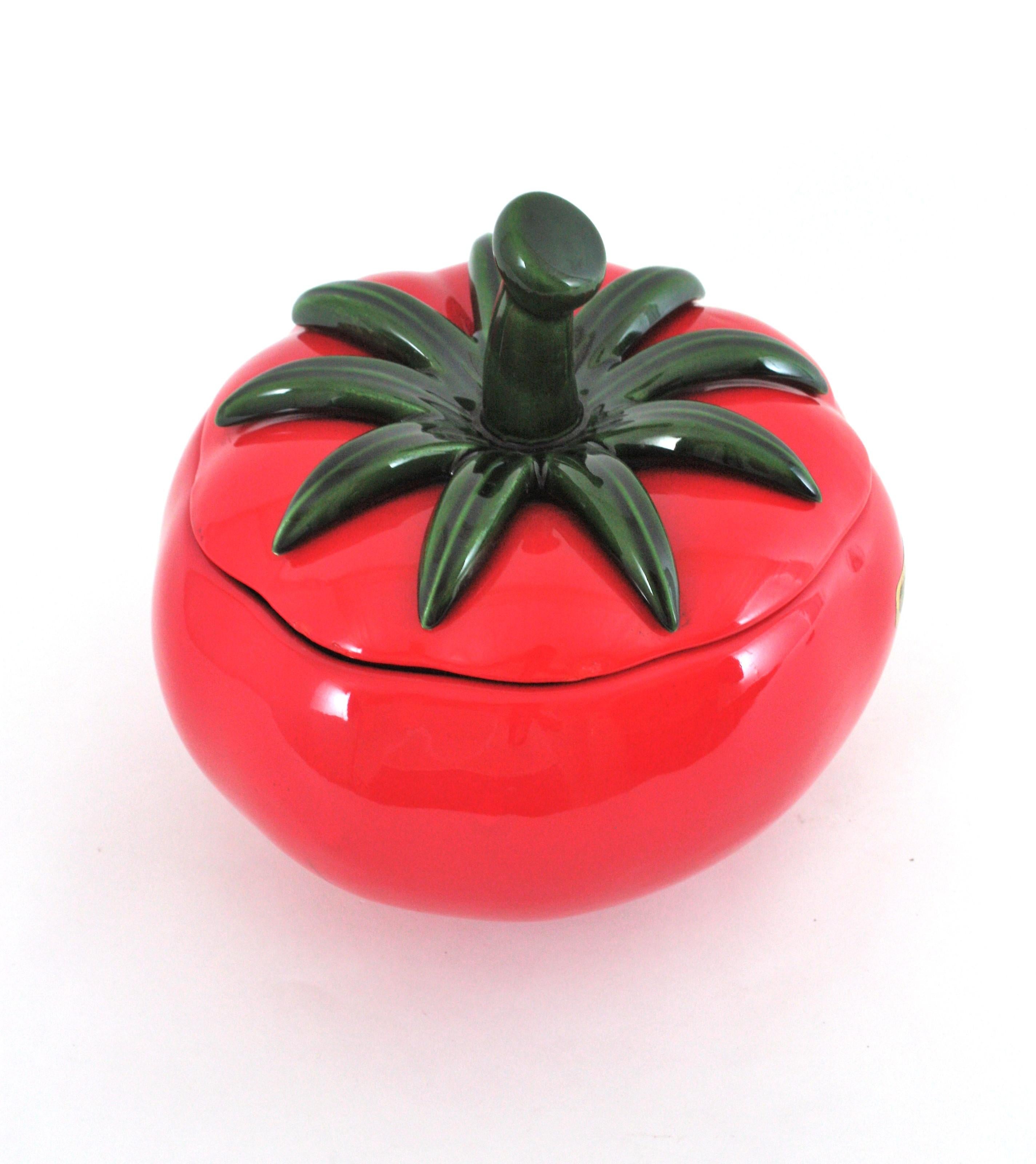 Massive Red Tomato Glazed Ceramic Tureen Centerpiece, 1960s For Sale 6