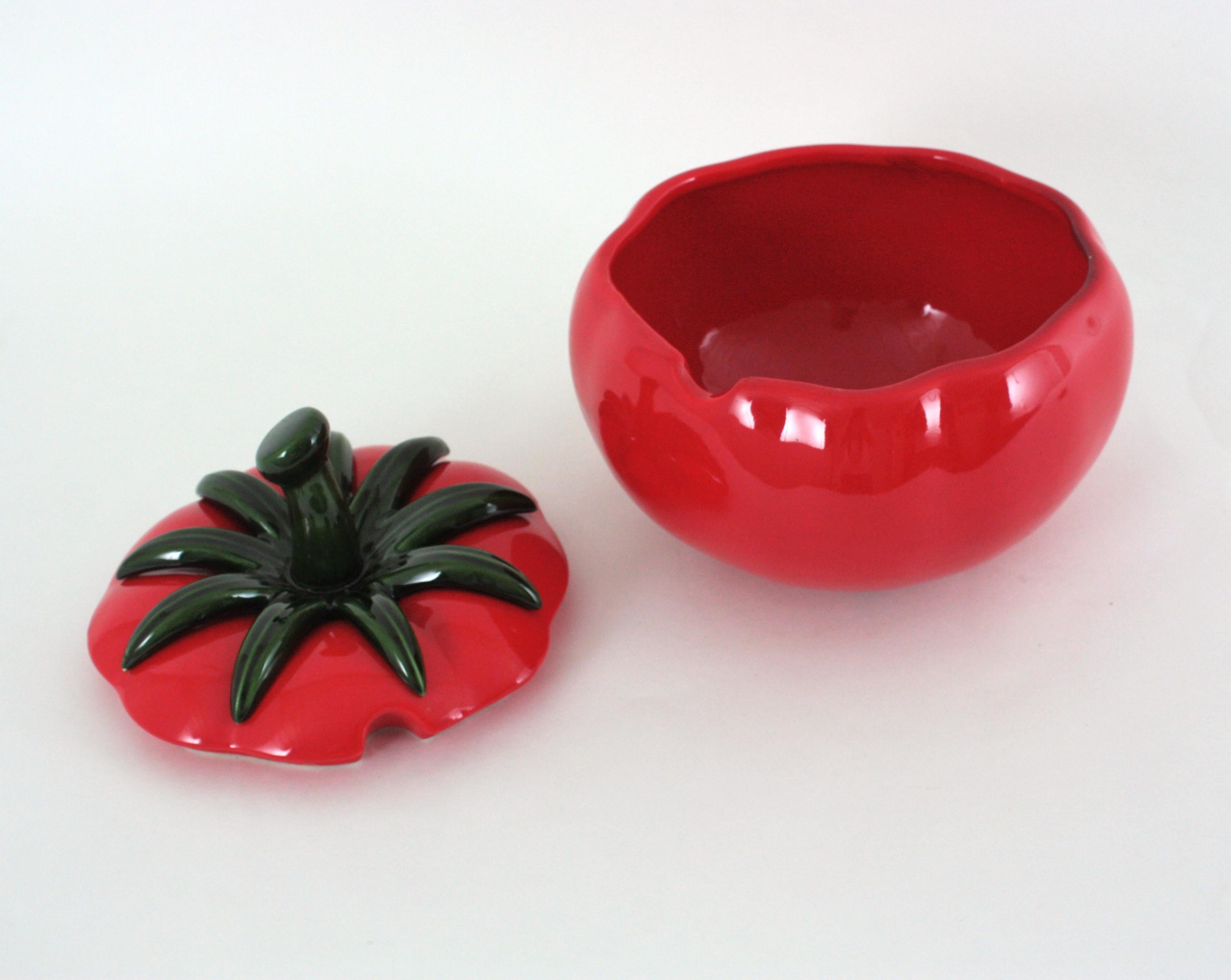 Massive Red Tomato Glazed Ceramic Tureen Centerpiece, 1960s For Sale 8