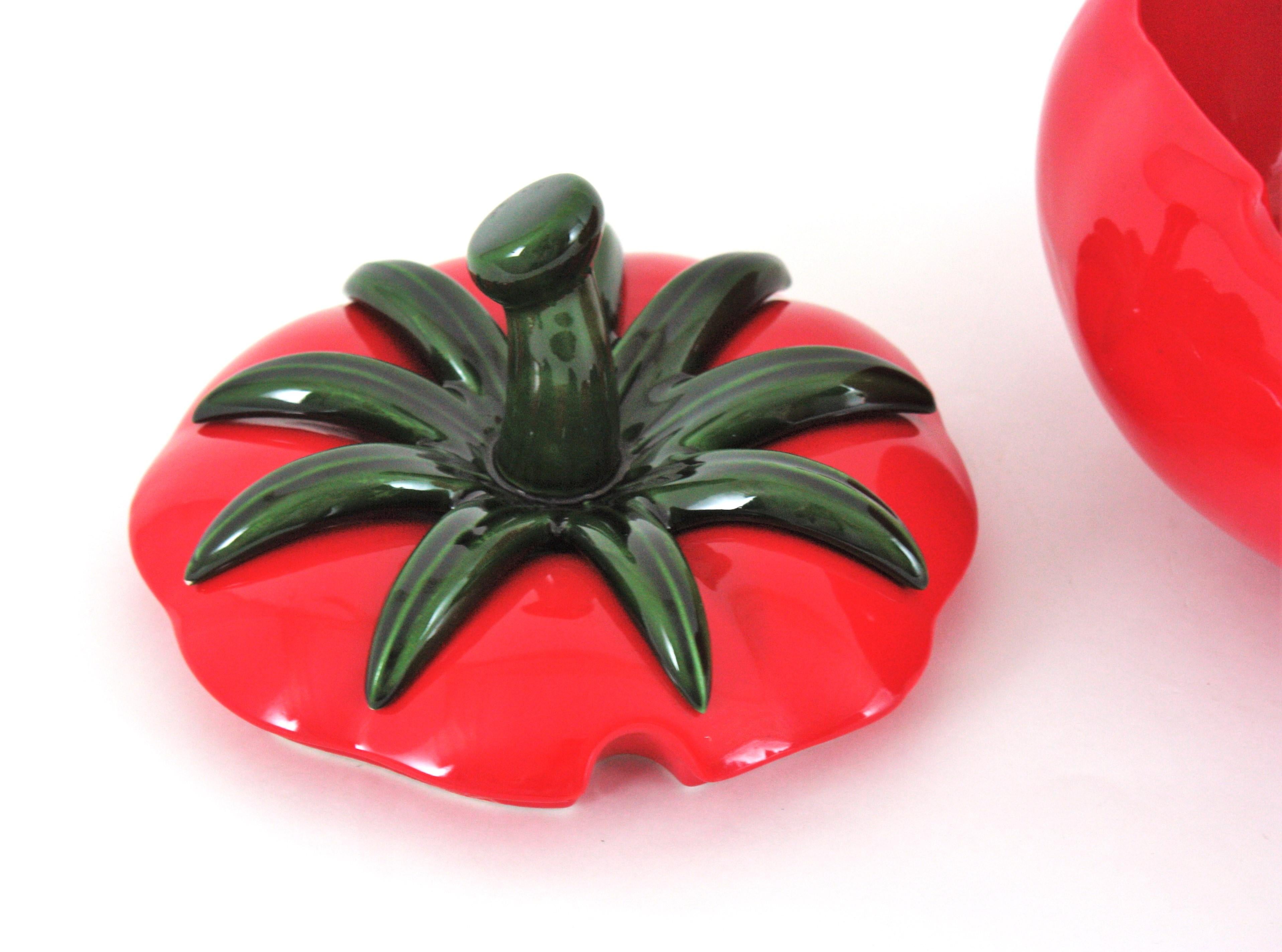 Massive Red Tomato Glazed Ceramic Tureen Centerpiece, 1960s For Sale 9